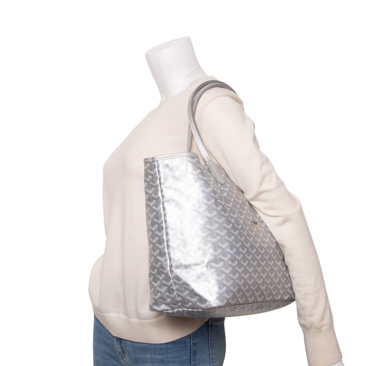 Goyard 2020 Silver Precious Metals Saint Louis PM Tote w/ Pouch