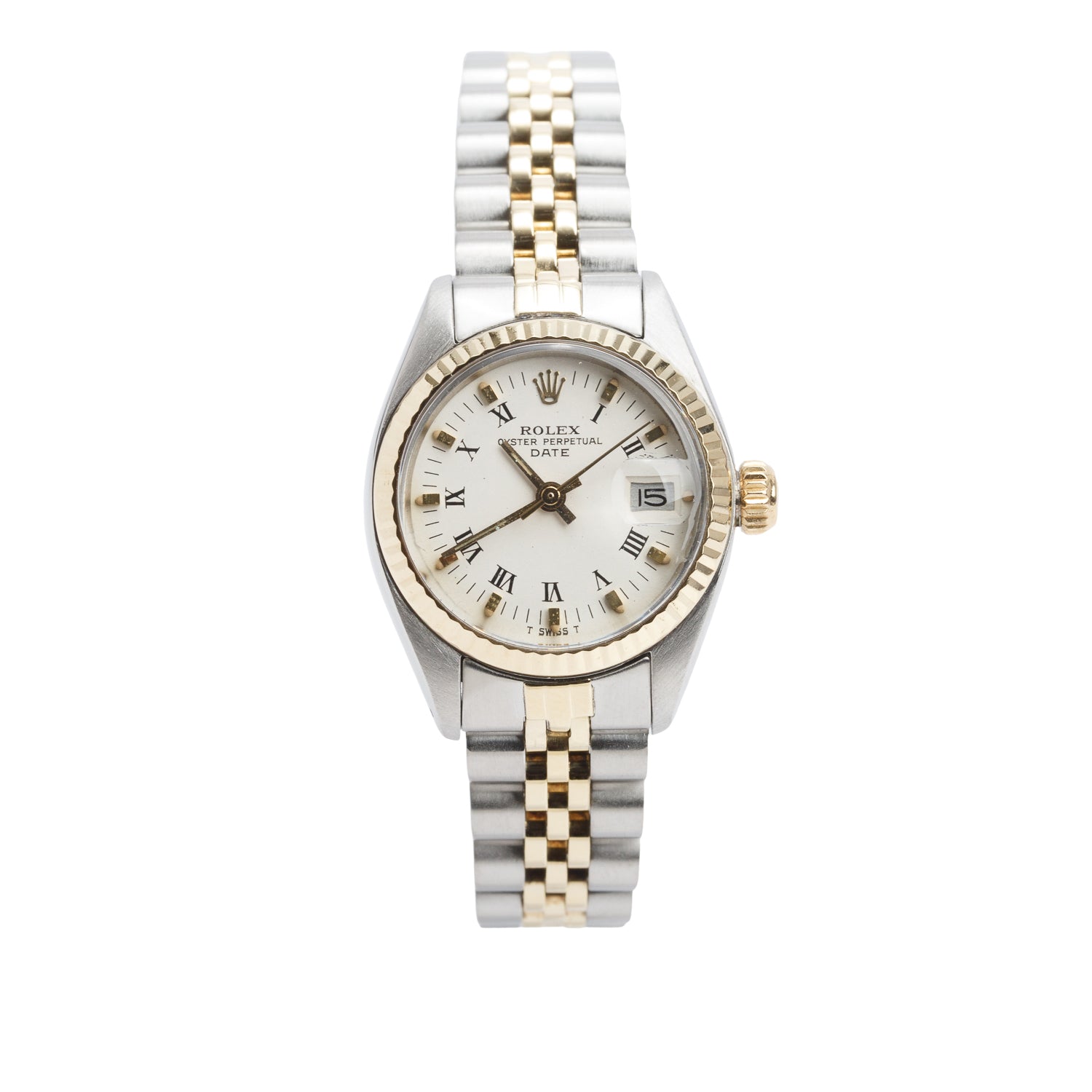 Rolex Stainless Steel & 18k Yellow Gold Datejust 26 MM Watch White Roman Dial 6917