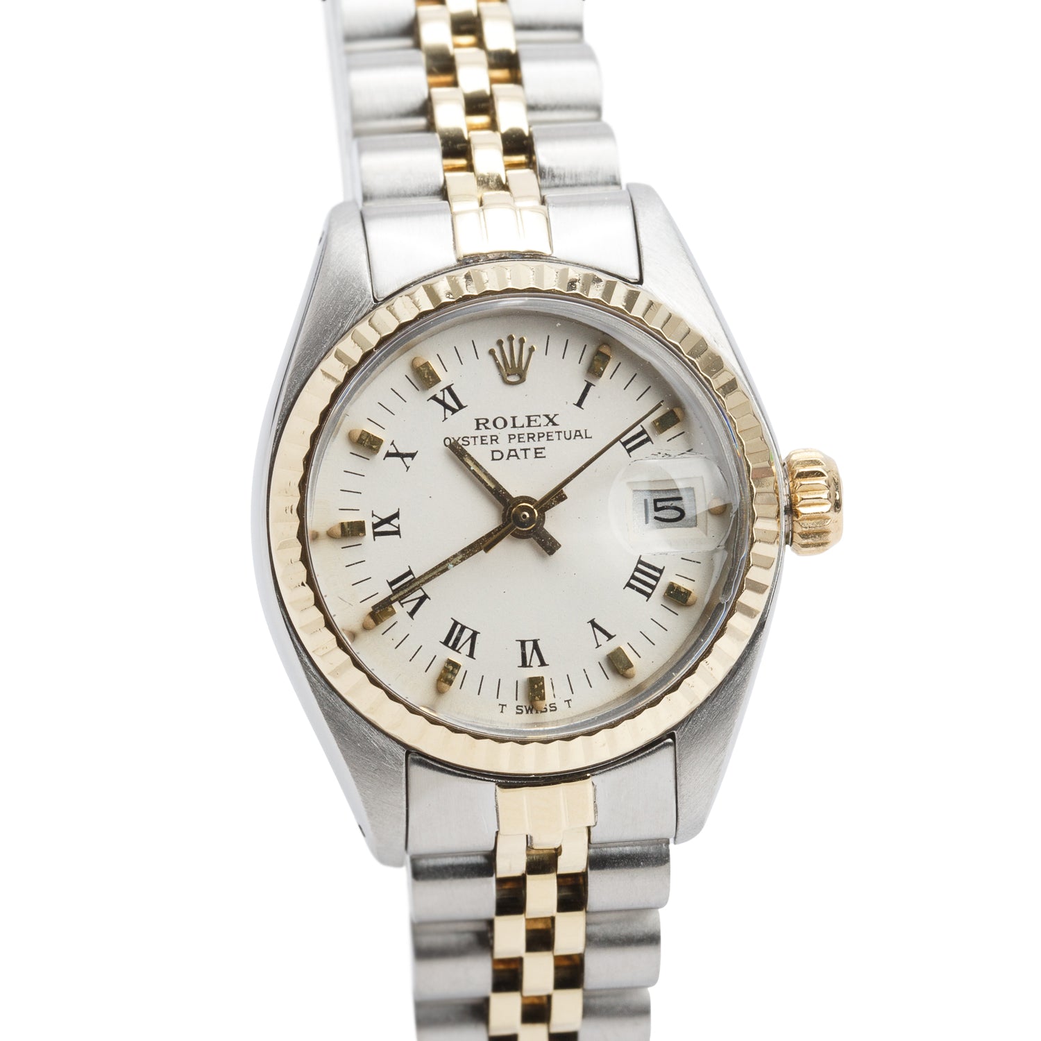 Rolex Stainless Steel & 18k Yellow Gold Datejust 26 MM Watch White Roman Dial 6917