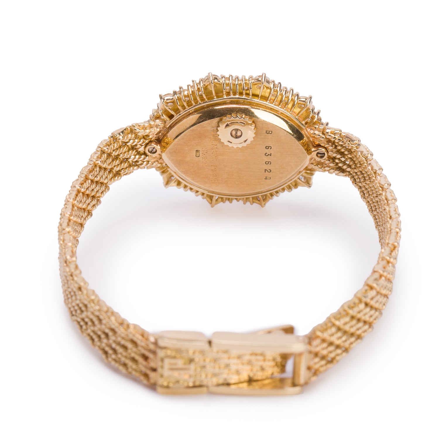 Audemars Piguet Vintage 18k Yellow Gold Diamond Bezel Manual Watch Gold Dial