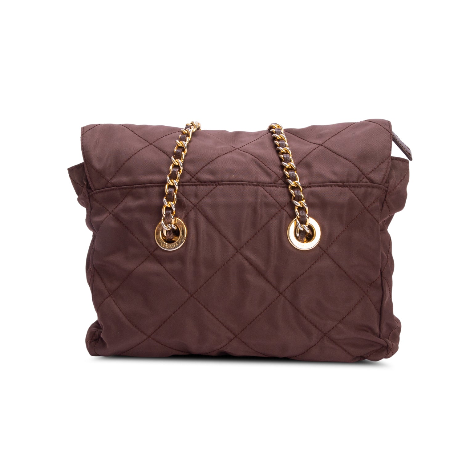 Prada Brown Nylon Tessuto Impuntu Quilted Flap Shoulder Bag
