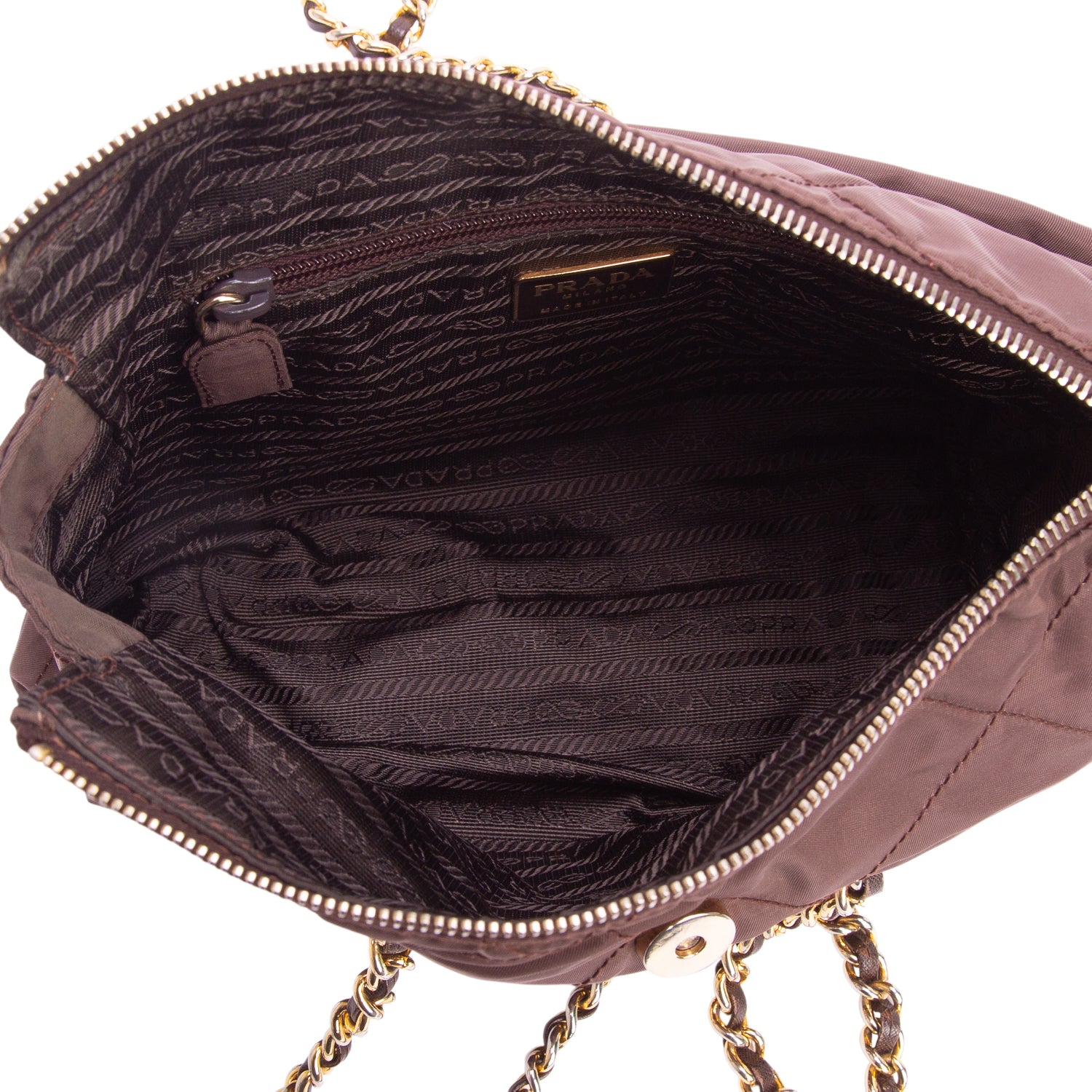 Prada Brown Nylon Tessuto Impuntu Quilted Flap Shoulder Bag