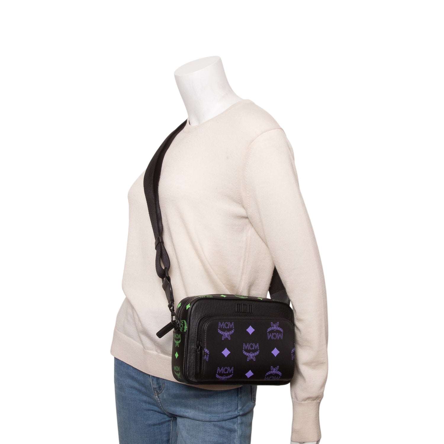 MCM Black Leather Color Splash Klassik Crossbody Bag