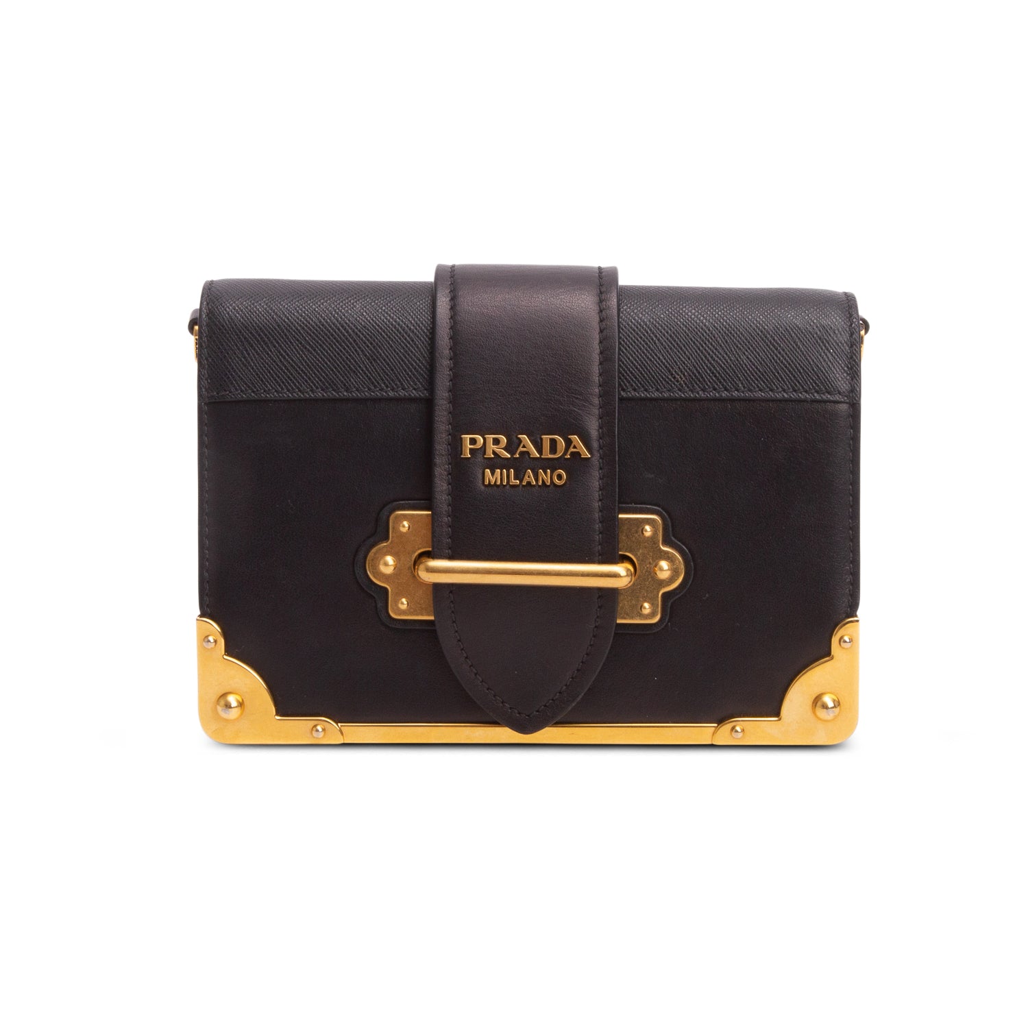 Prada Black City Calf Saffiano Cahier Bag w/ Authenticity Card