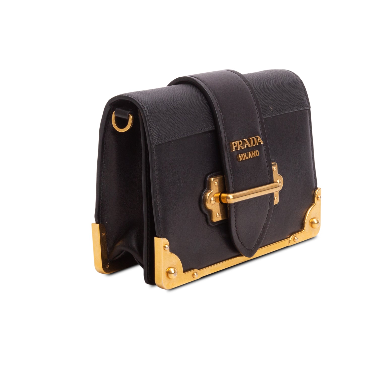 Prada Black City Calf Saffiano Cahier Bag w/ Authenticity Card
