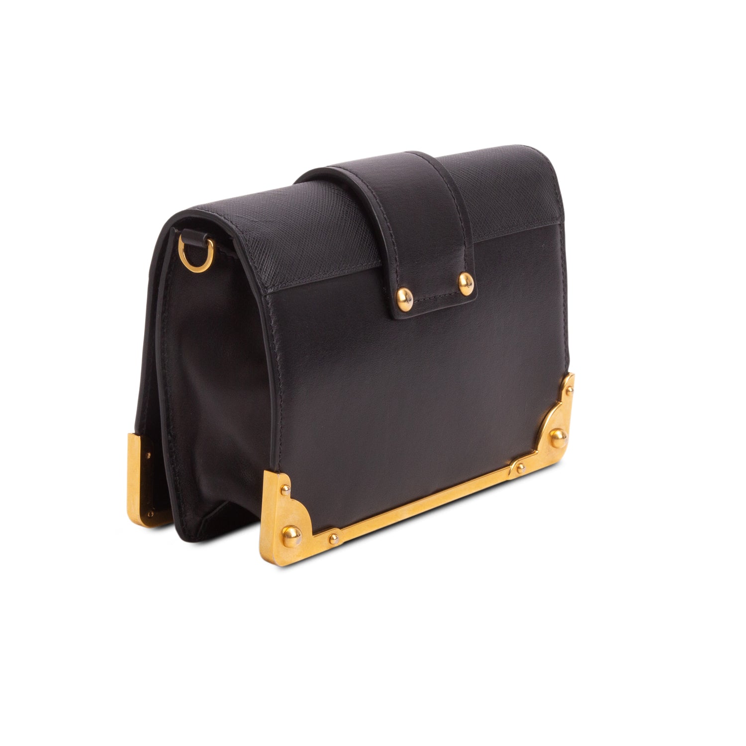 Prada Black City Calf Saffiano Cahier Bag w/ Authenticity Card