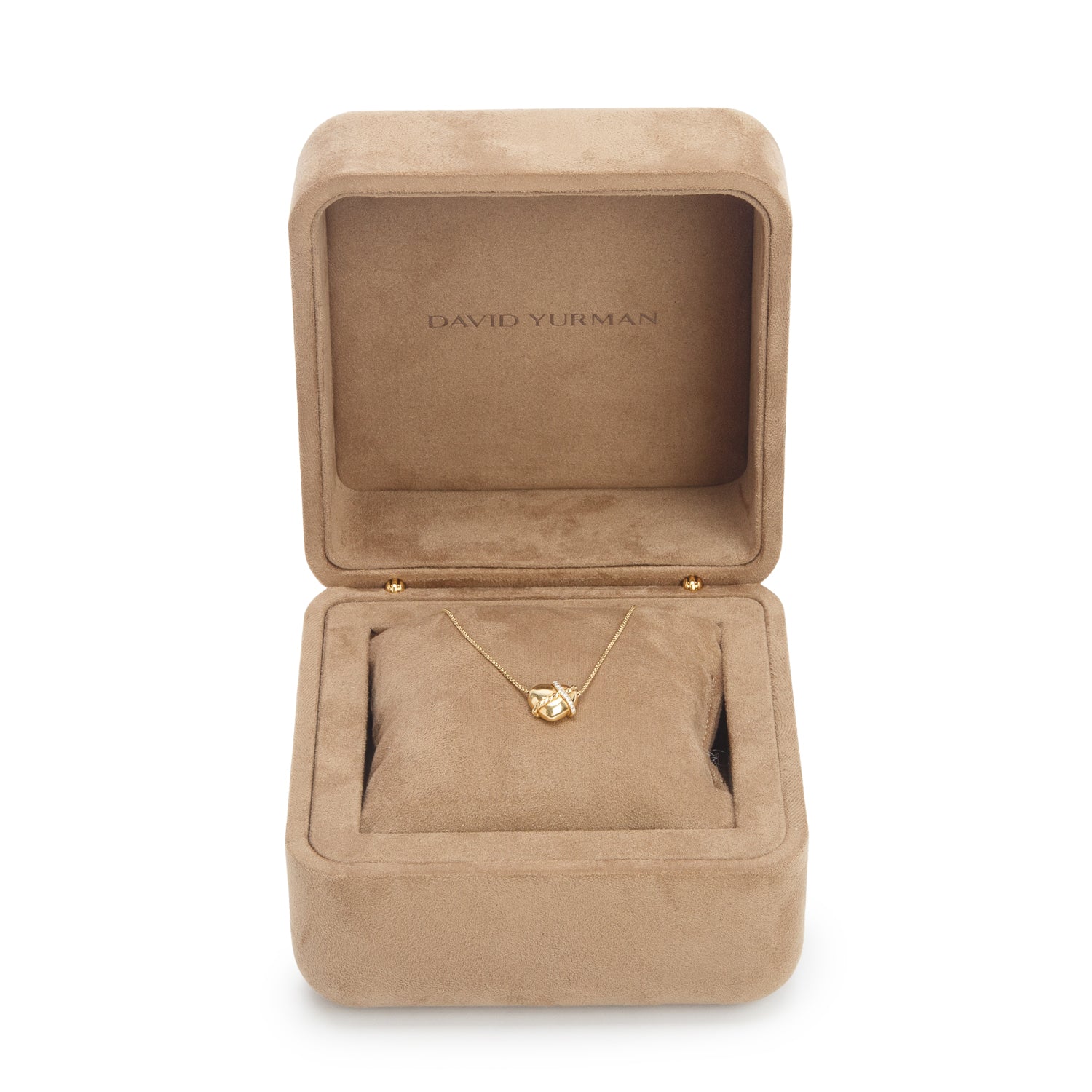 David Yurman 18k Yellow Gold Diamond Le Petit Coeur Sculpted Heart Pendant Necklace w/ Box