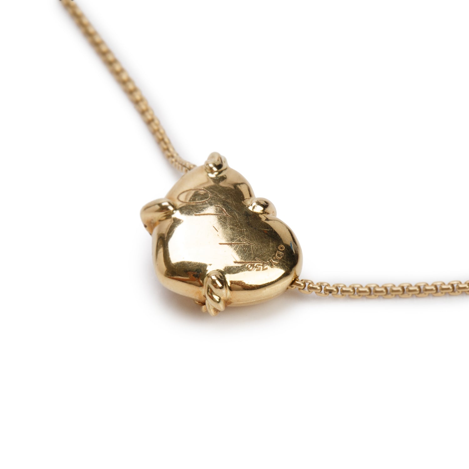 David Yurman 18k Yellow Gold Diamond Le Petit Coeur Sculpted Heart Pendant Necklace w/ Box