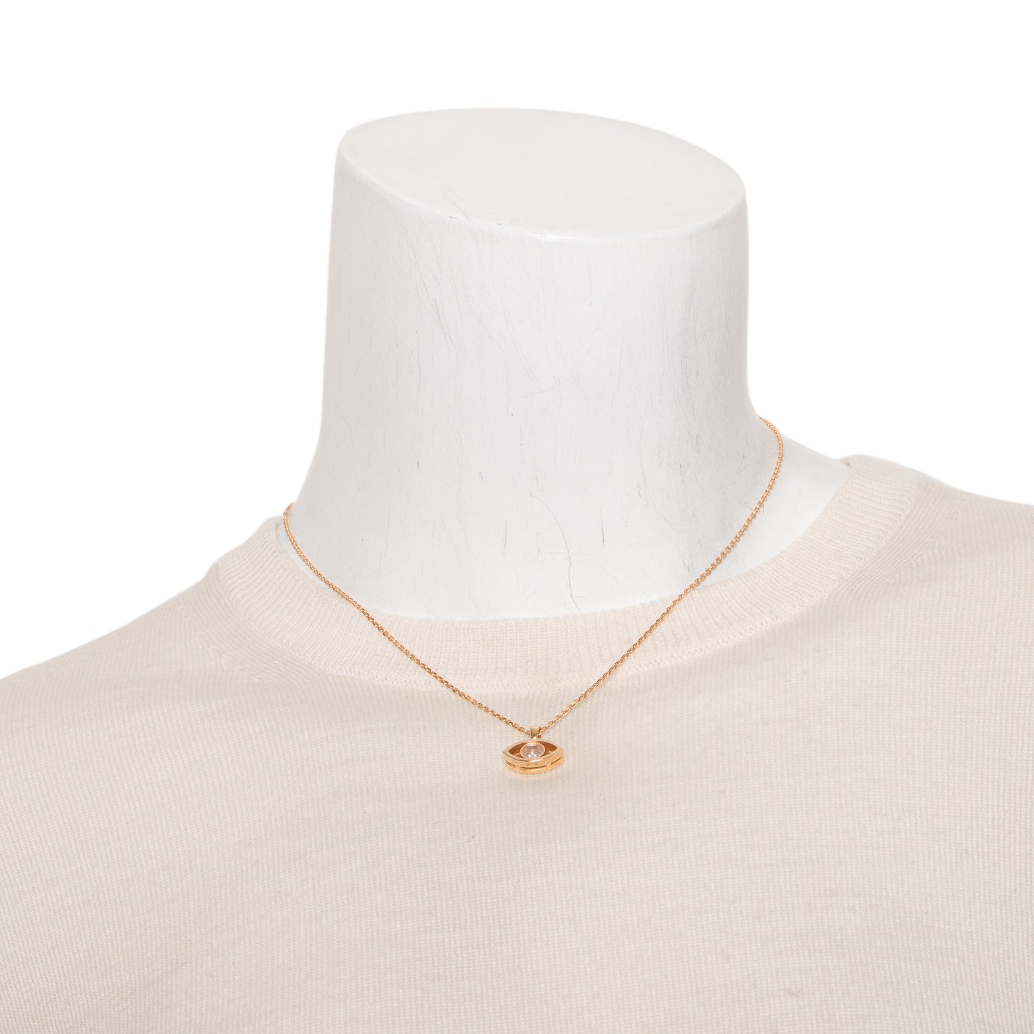 Chopard 18k Rose Gold Happy Diamond Evil Eye Good Luck Charm Pendant Necklace w/ Box & Receipt