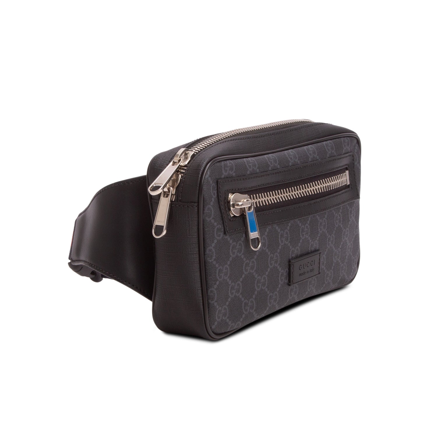 Gucci Black Soft GG Supreme Monogram Web Belt Bag