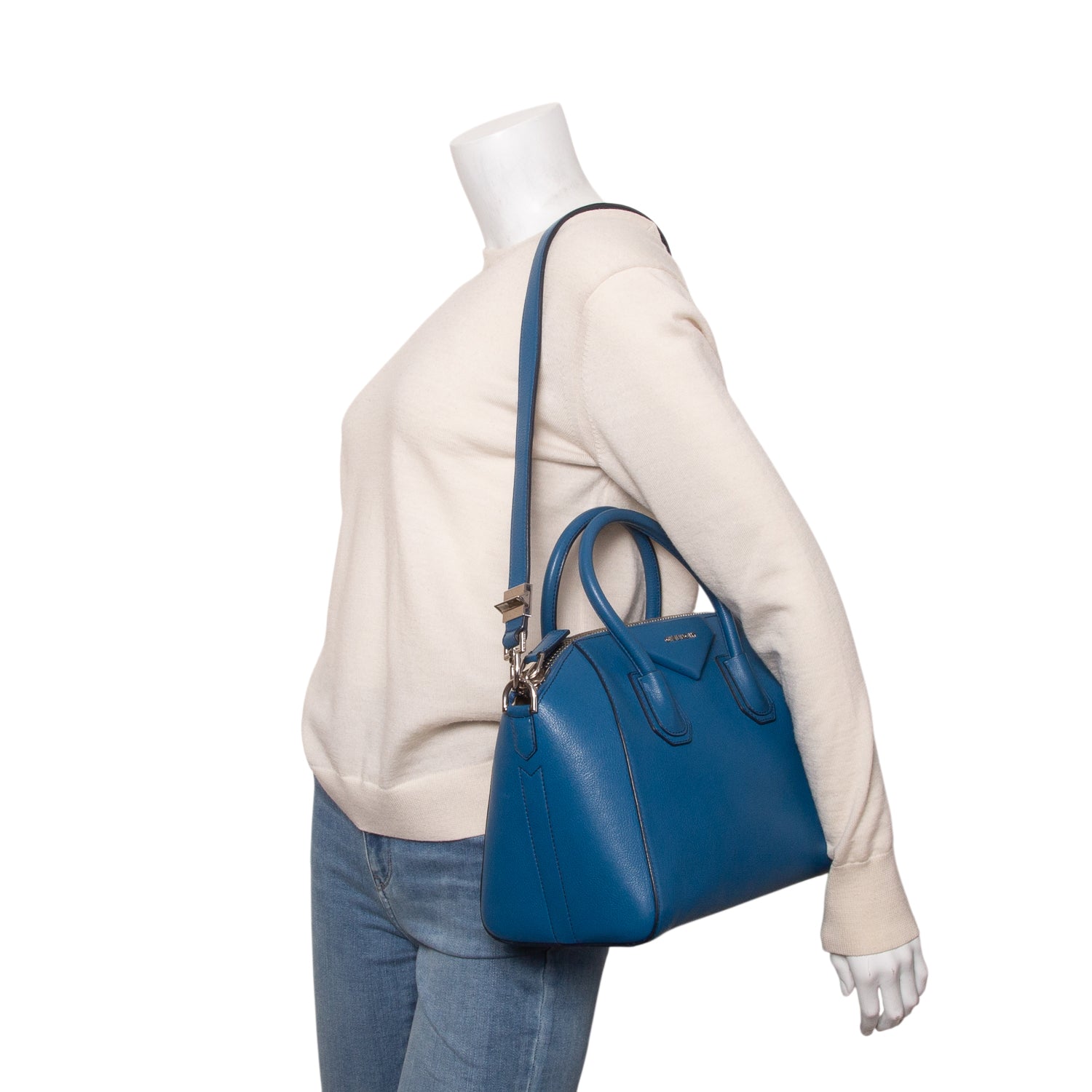 Givenchy Blue Sugar Goatskin Leather Small Antigona w/ Strap