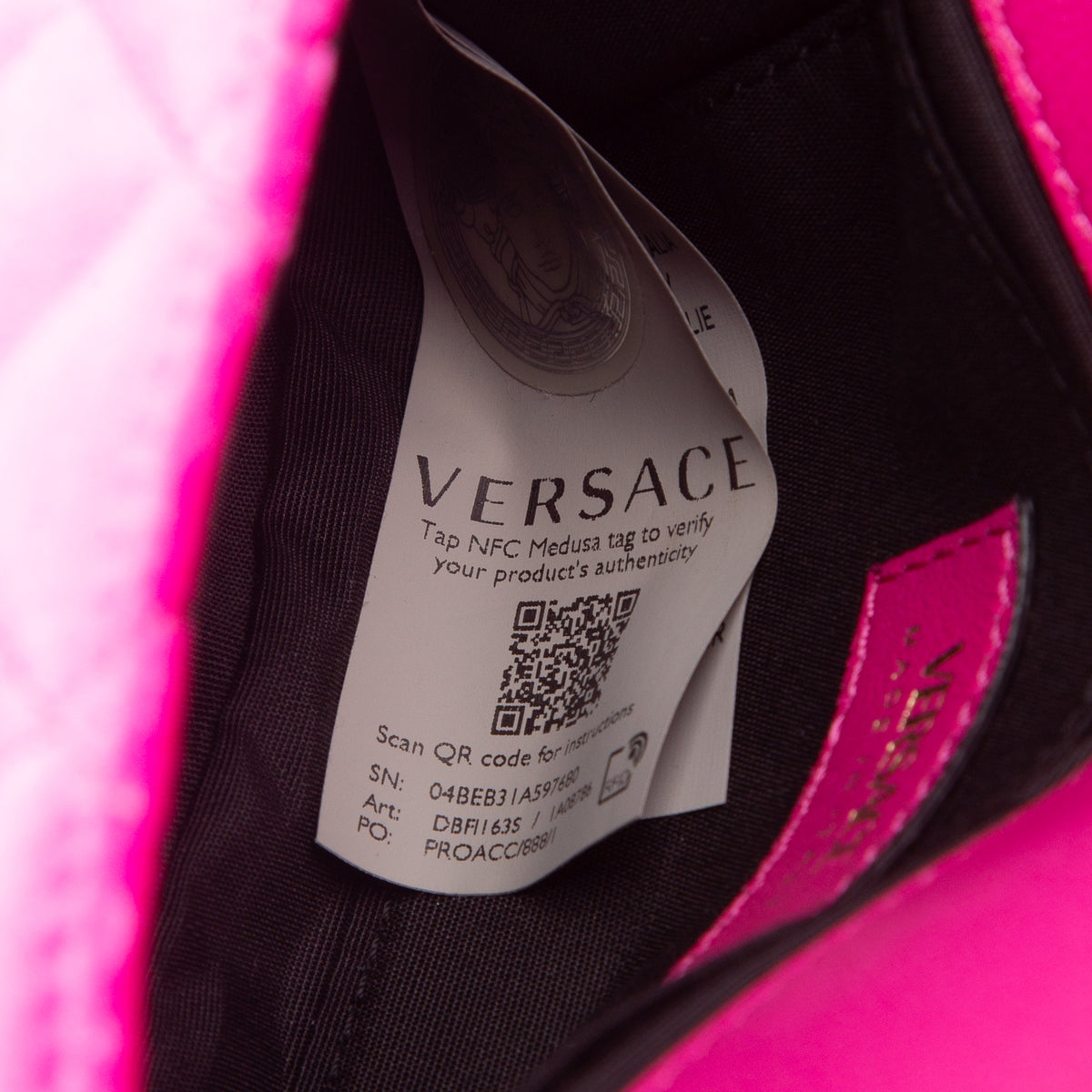 Versace Pink Velvet Quilted La Medusa Shoulder Bag