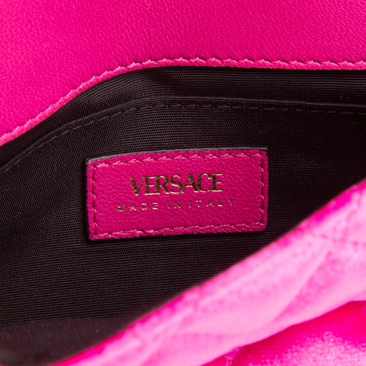 Versace Pink Velvet Quilted La Medusa Shoulder Bag
