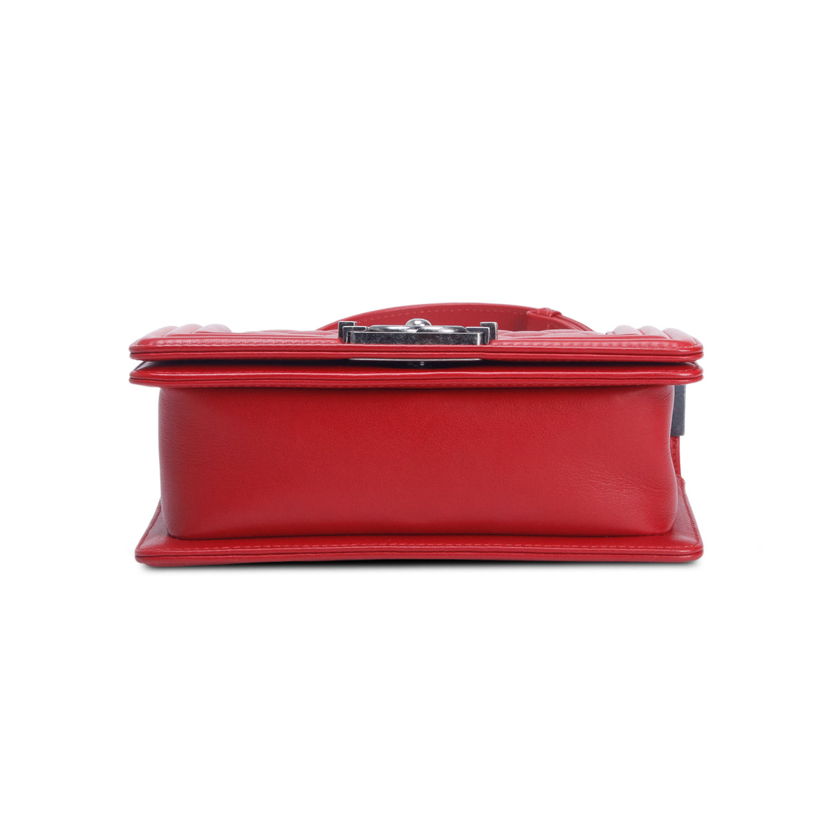 Chanel Red Calfskin Quilted Small Boy Bag w/ Authenticity Card