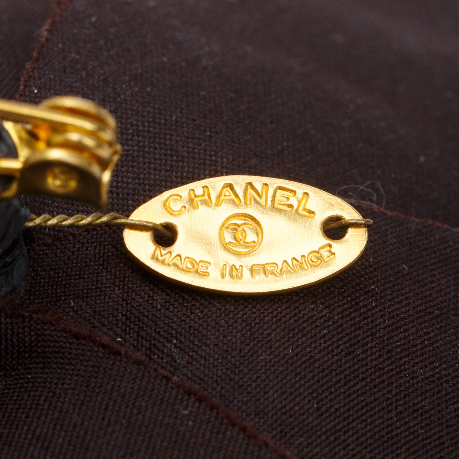 Chanel Vintage Brown Velvet Camellia Pin Brooch w/ Box