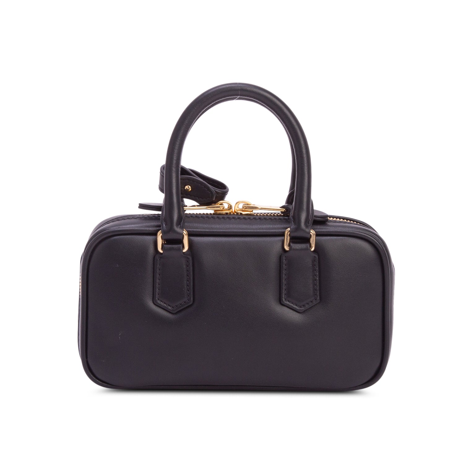 Miu Miu Black Calfskin Arcadie Mini Top Handle Bag w/ Strap