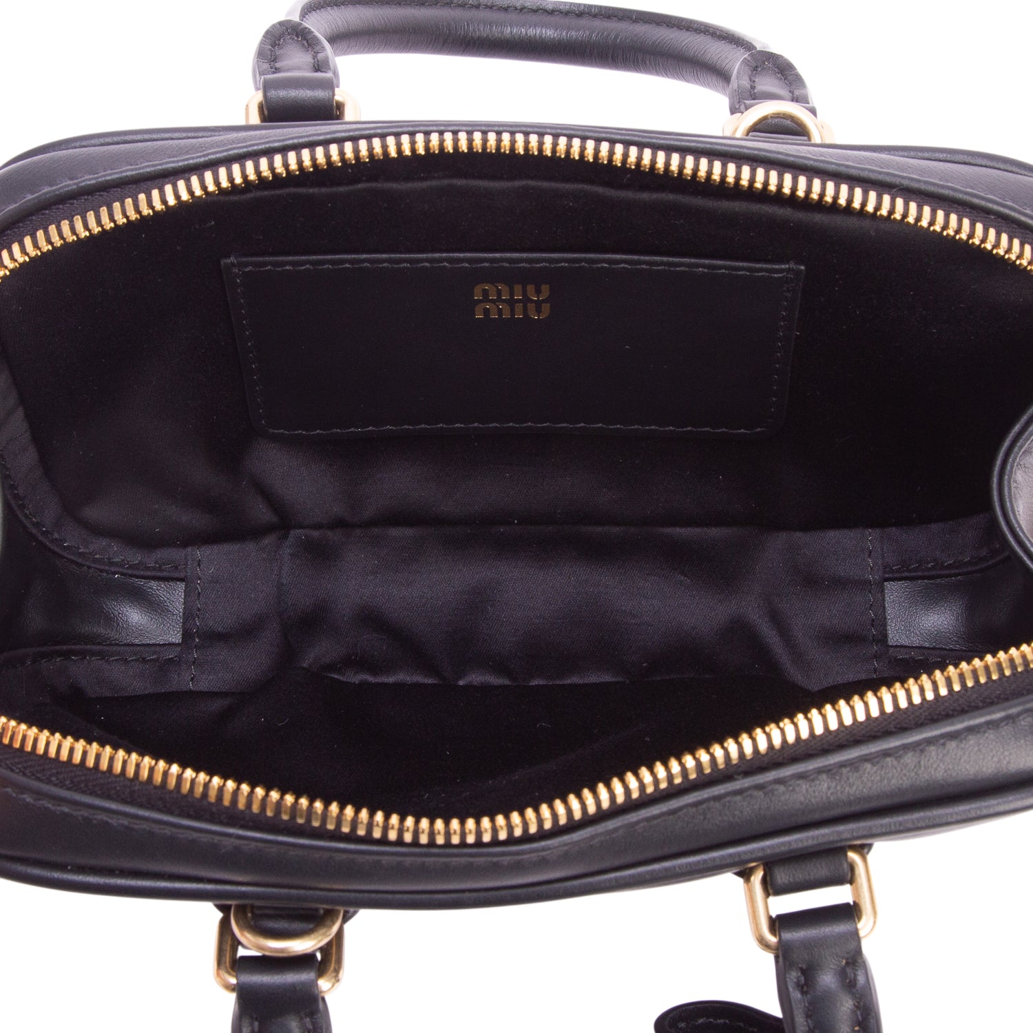 Miu Miu Black Calfskin Arcadie Mini Top Handle Bag w/ Strap