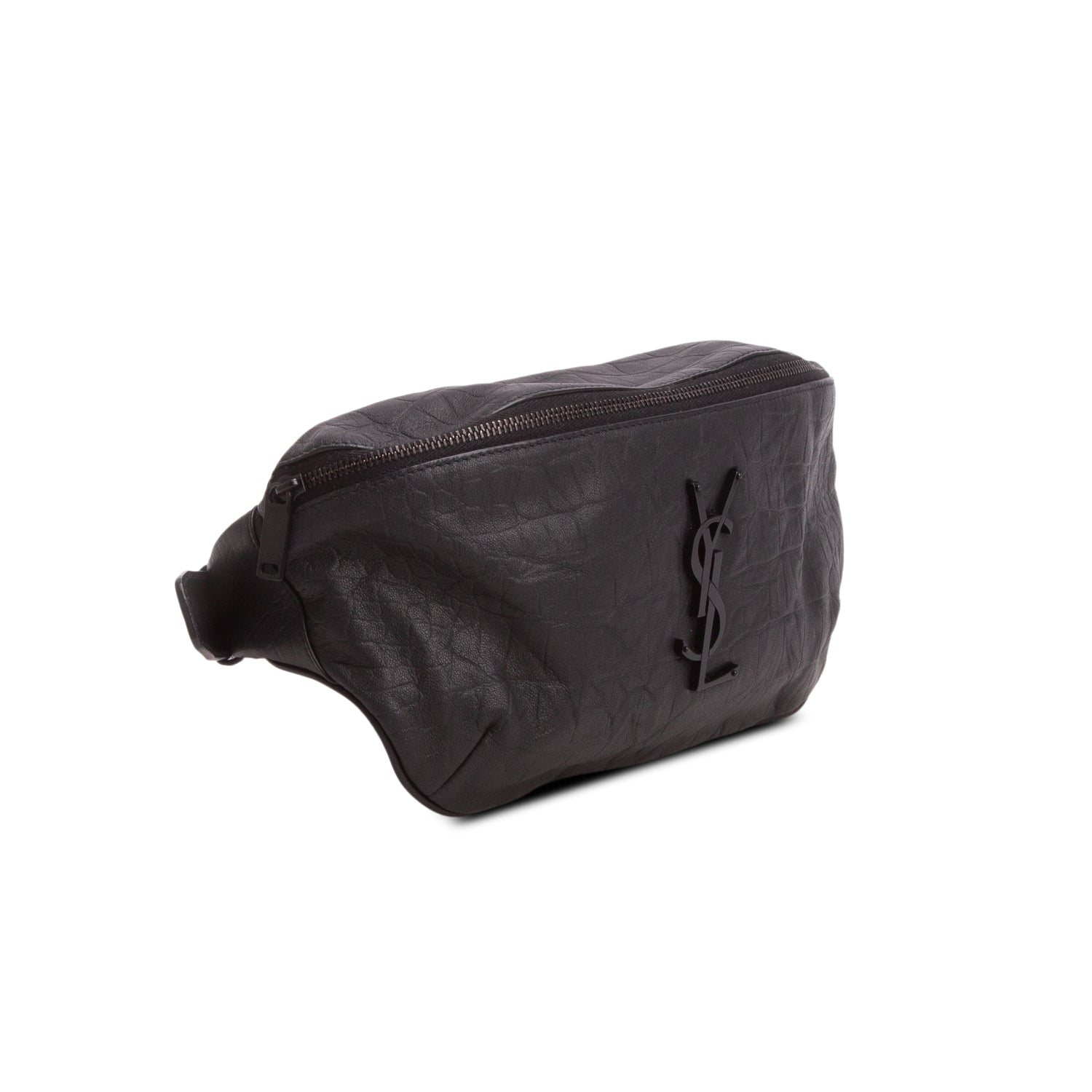Saint Laurent 2022 Calfskin Crocodile Embossed Monogram Belt Bag w/ Receipt