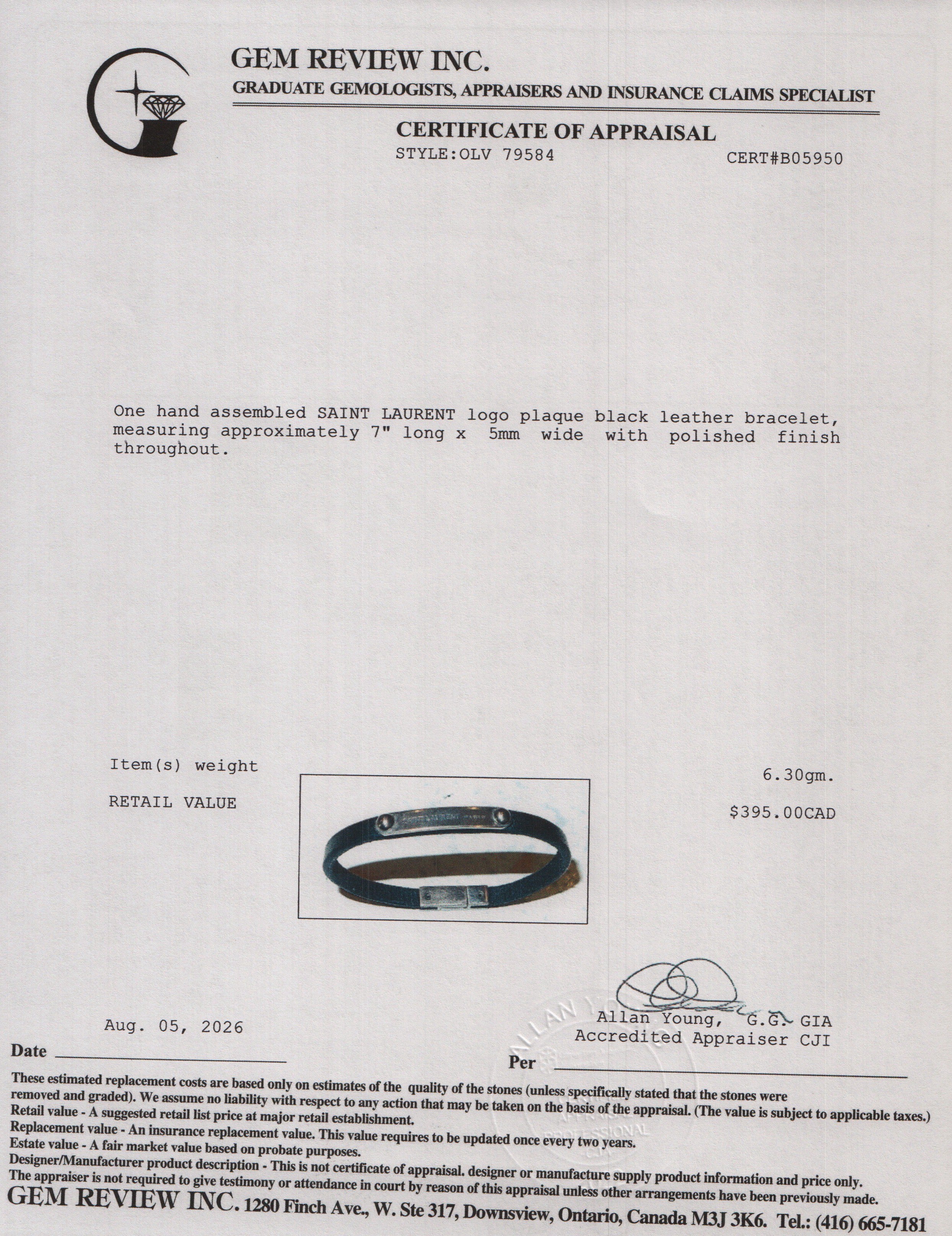 Saint Laurent Logo-Plaque Black Leather Bracelet