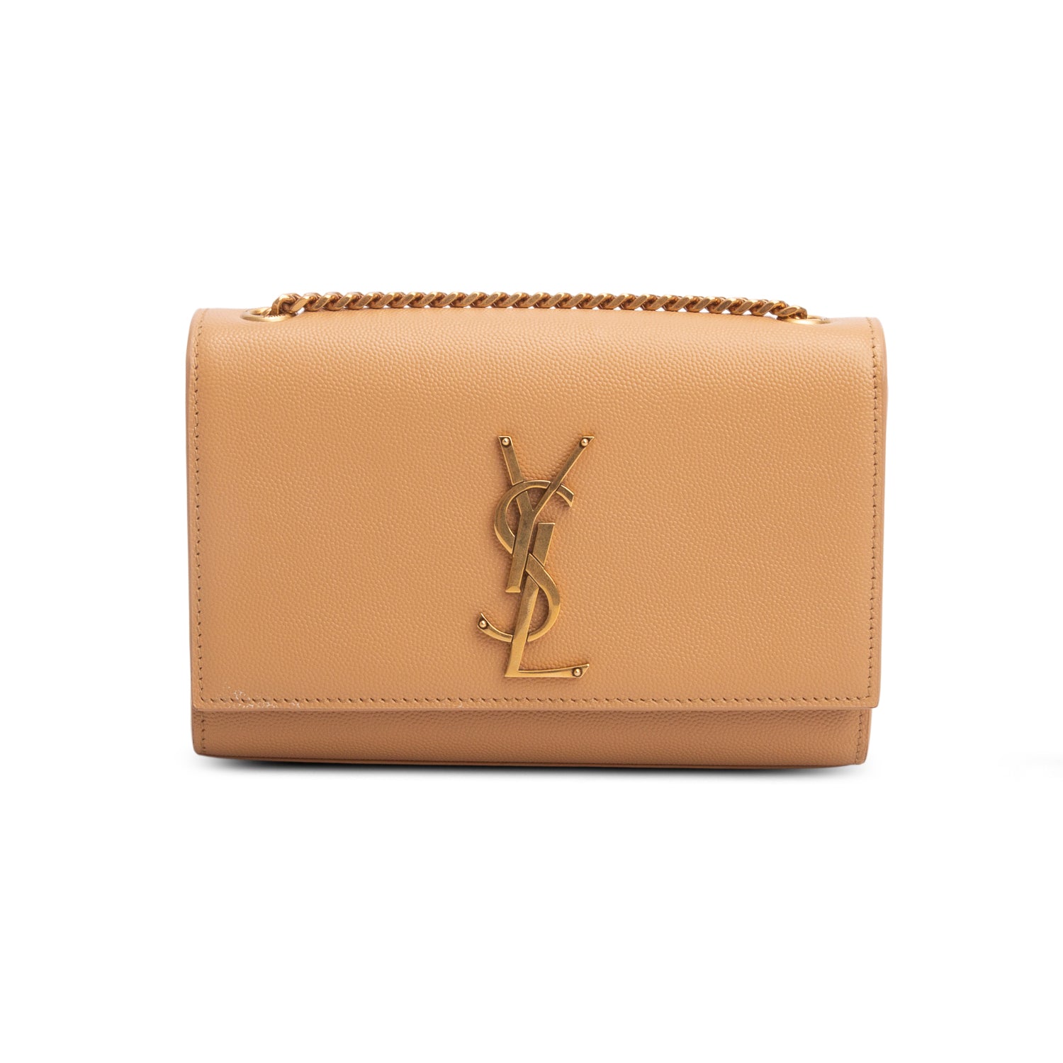 Saint Laurent 2022 Brown Grain De Poudre Small Kate Chain Bag