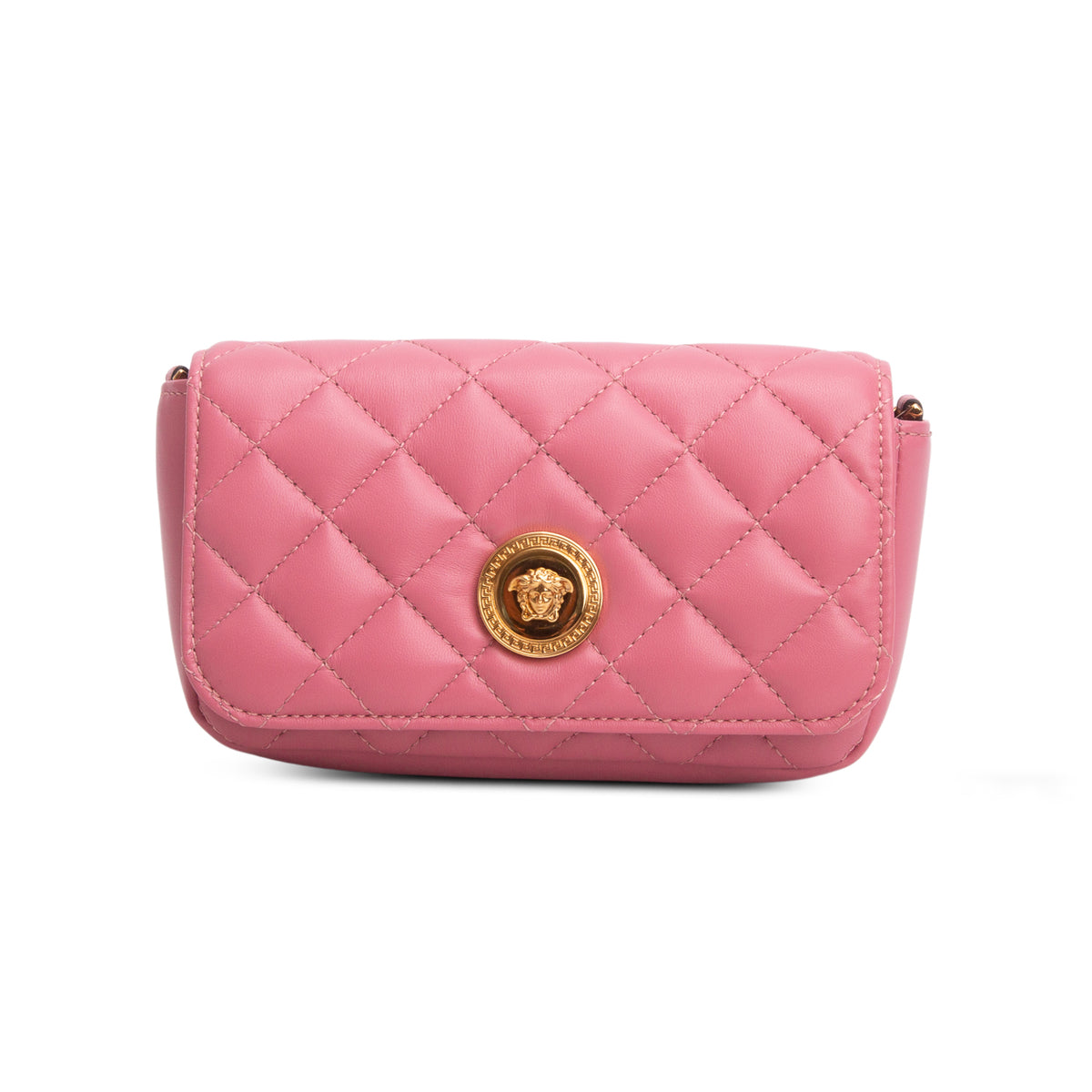 Versace Pink Quilted Nappa Leather Medusa Chain Crossbody Bag