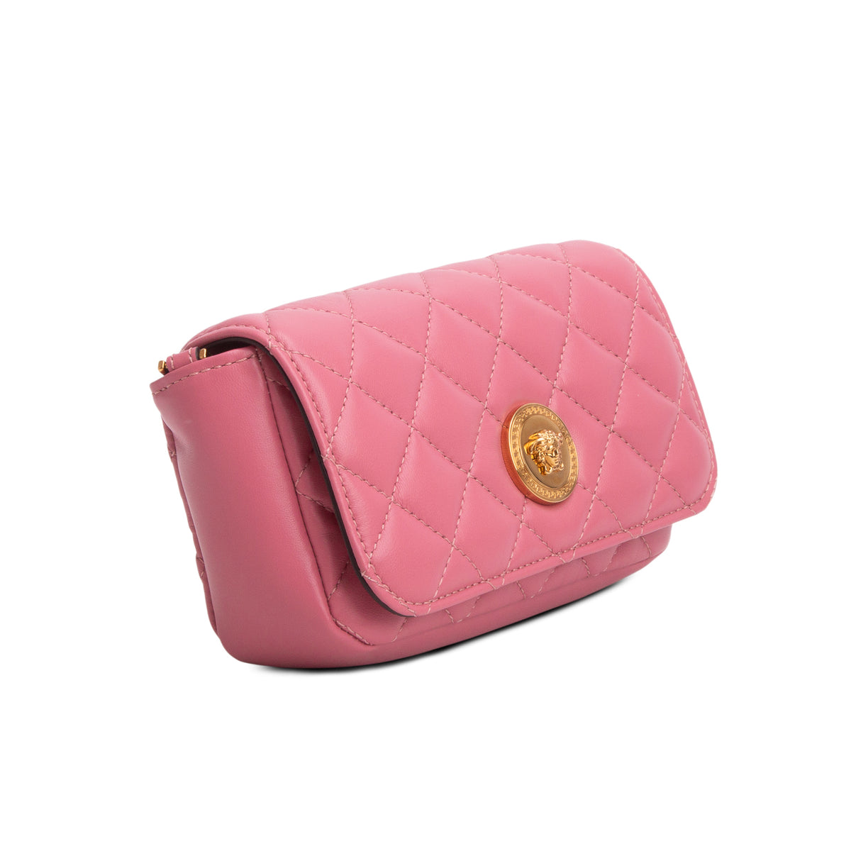 Versace Pink Quilted Nappa Leather Medusa Chain Crossbody Bag