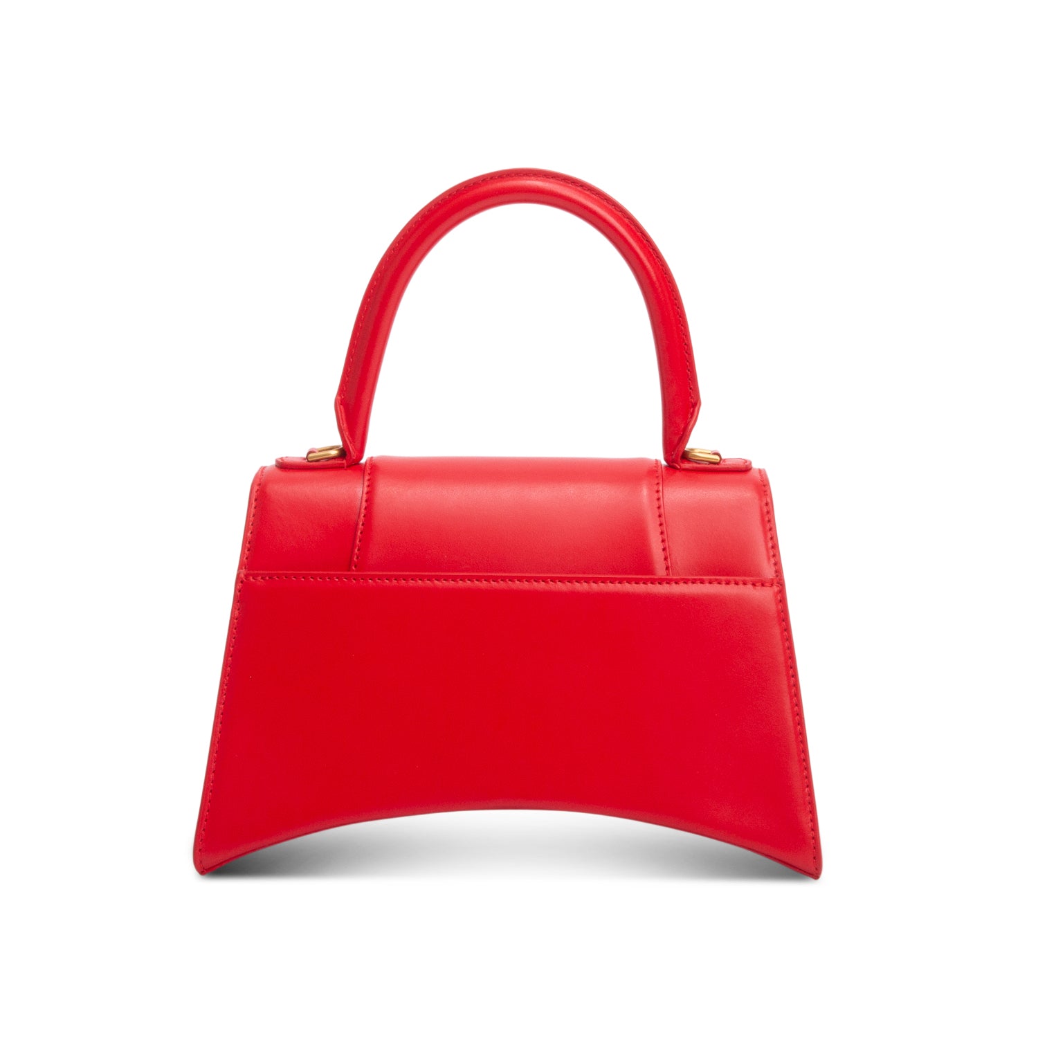 Balenciaga Red Shiny Box Calfskin Leather Small Hourglass Top Handle Bag w/ Strap
