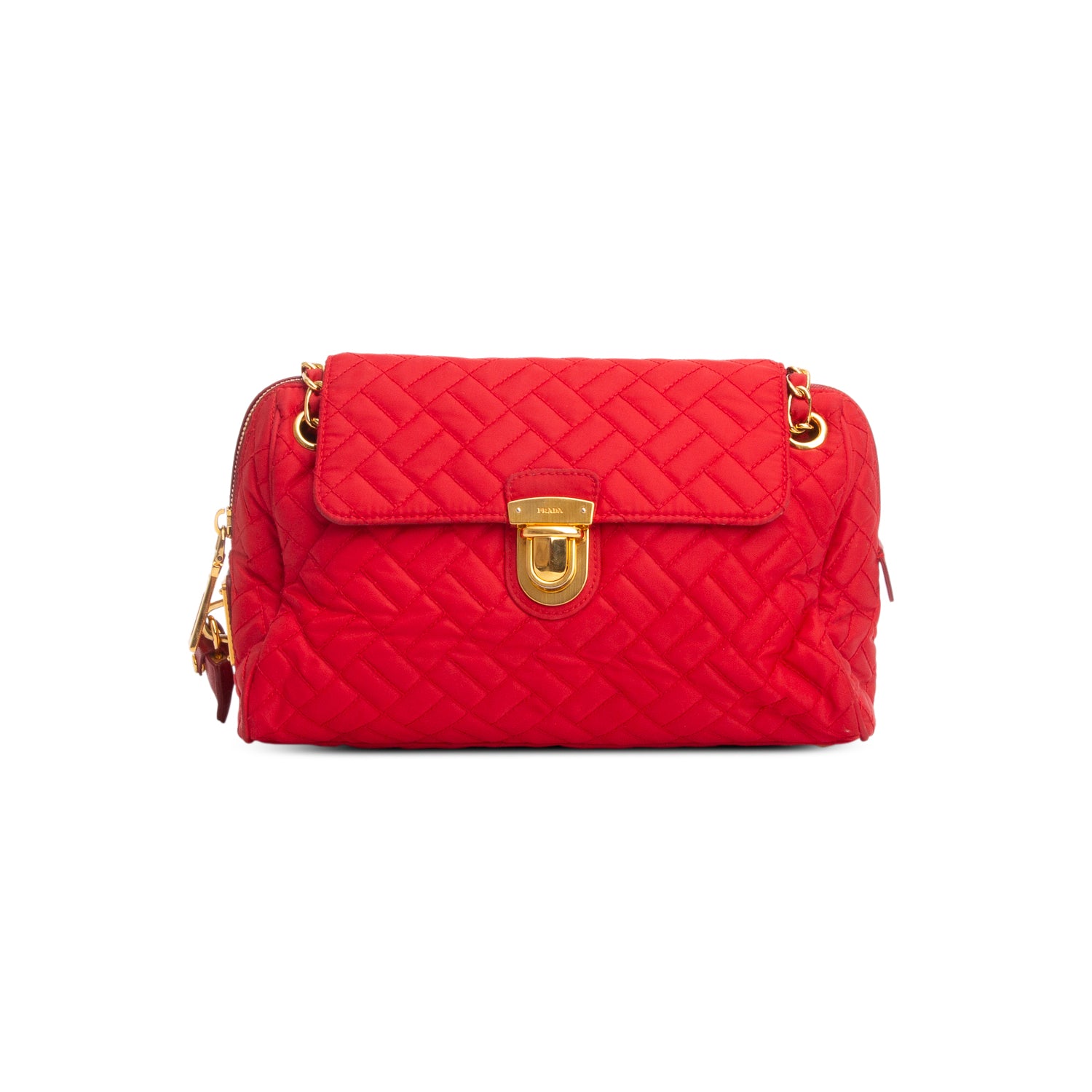 Prada Red Nylon Tessuto Impuntu Quilted Flap Shoulder Bag w/ Authenticity Card