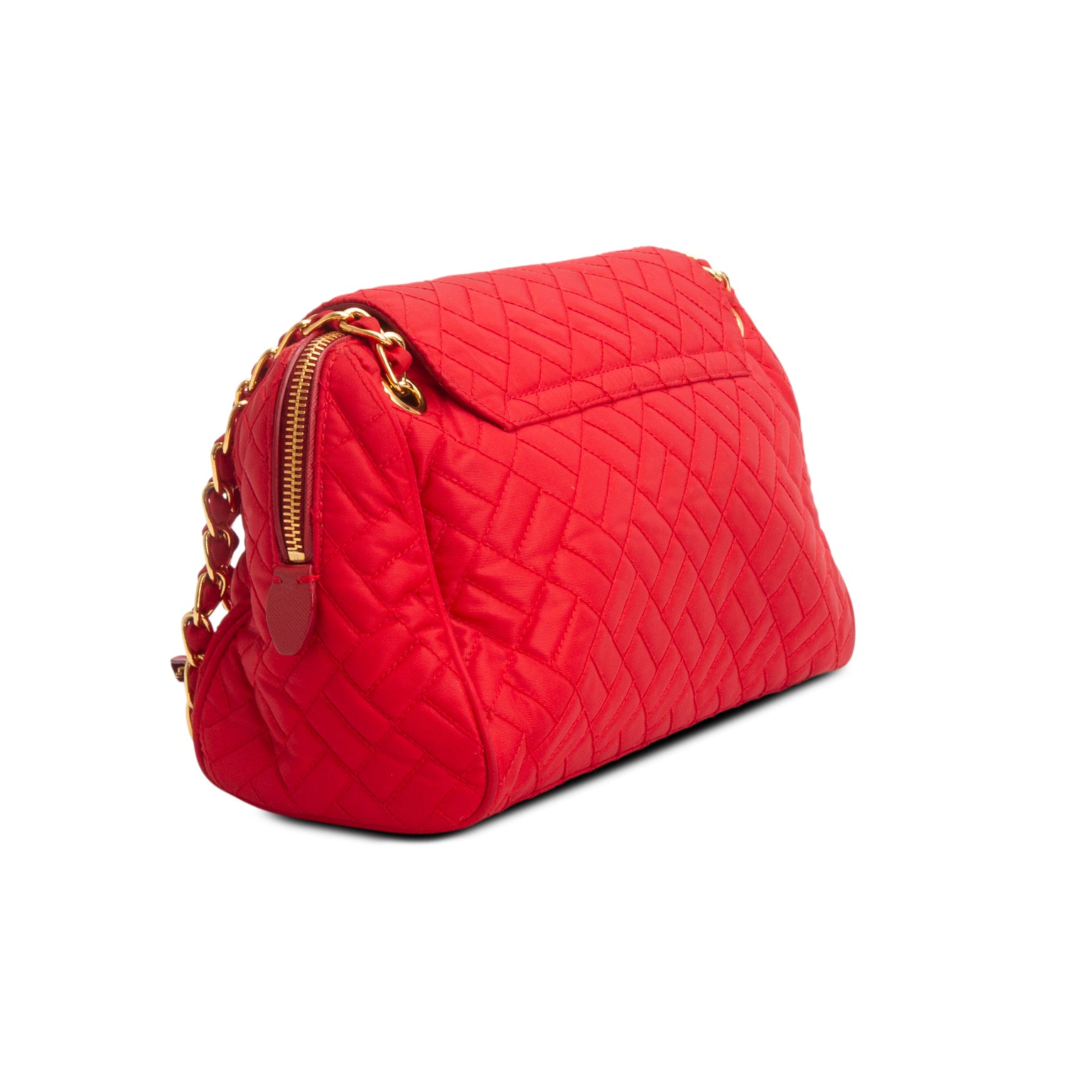 Prada Red Nylon Tessuto Impuntu Quilted Flap Shoulder Bag w/ Authenticity Card