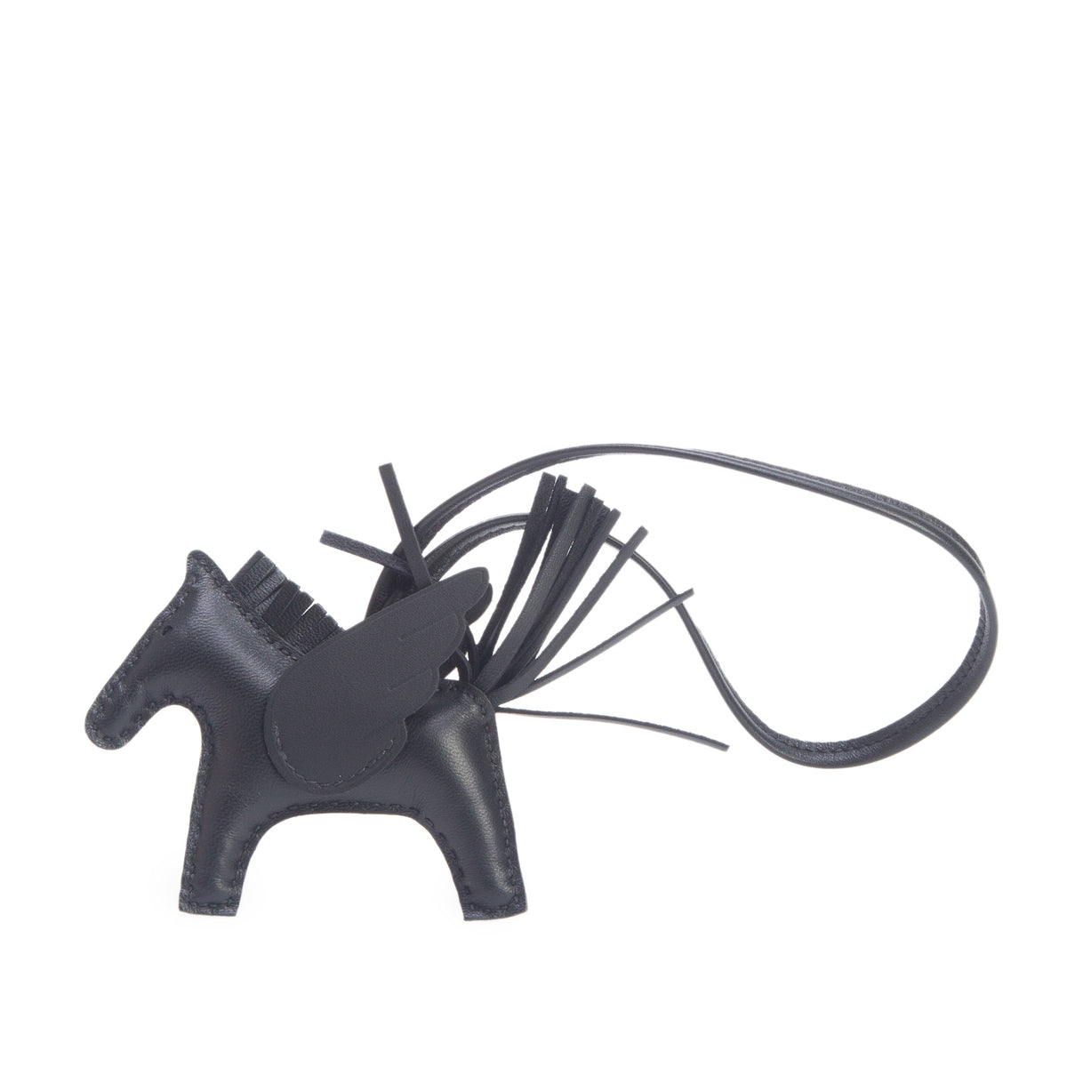 Hermes 2026 Noir Swift Rodeo Pegase Horse Bag Charm PM w/ Box