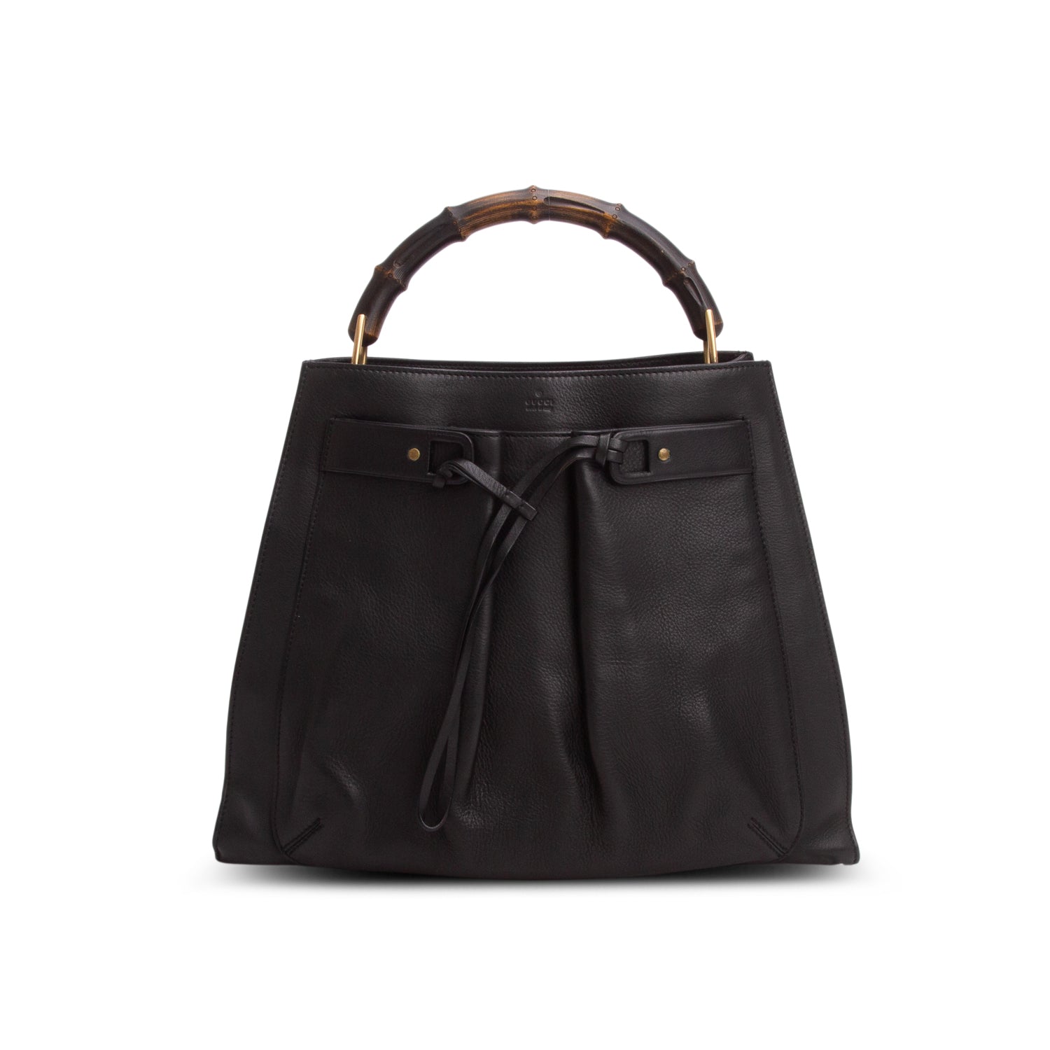 Gucci Black Calfskin Bamboo Shopper Tote