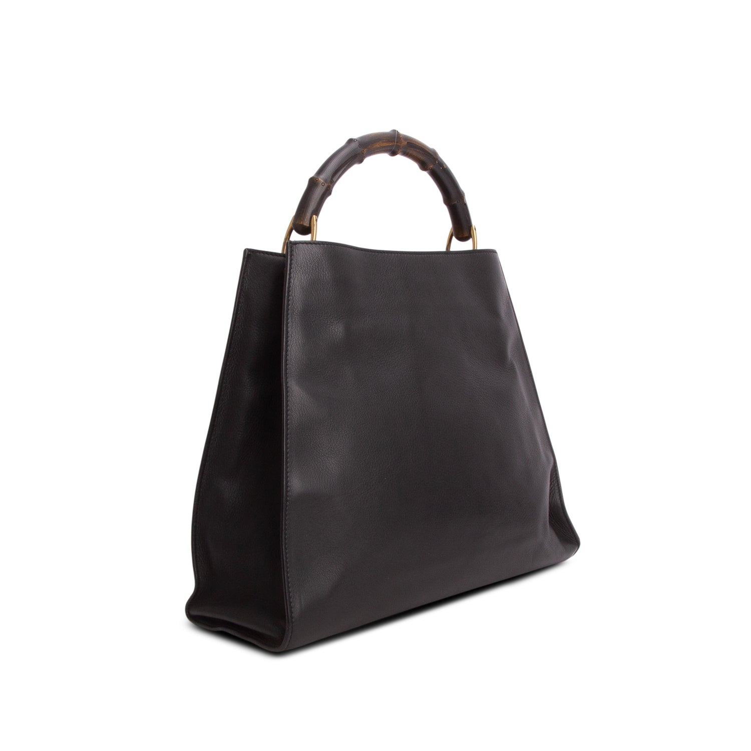 Gucci Black Calfskin Bamboo Shopper Tote