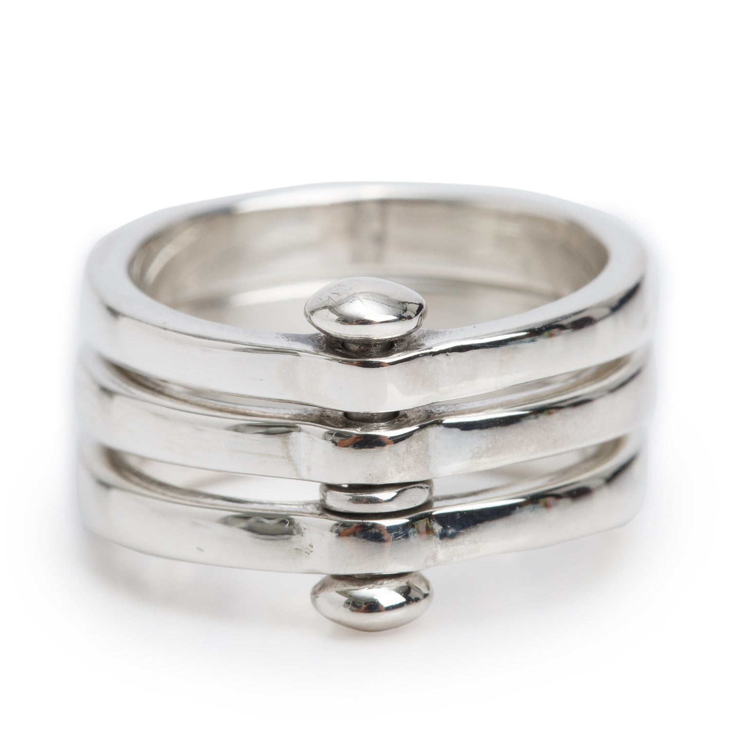 Links of London Sterling Silver Three Band Articulated Ring, Size 4