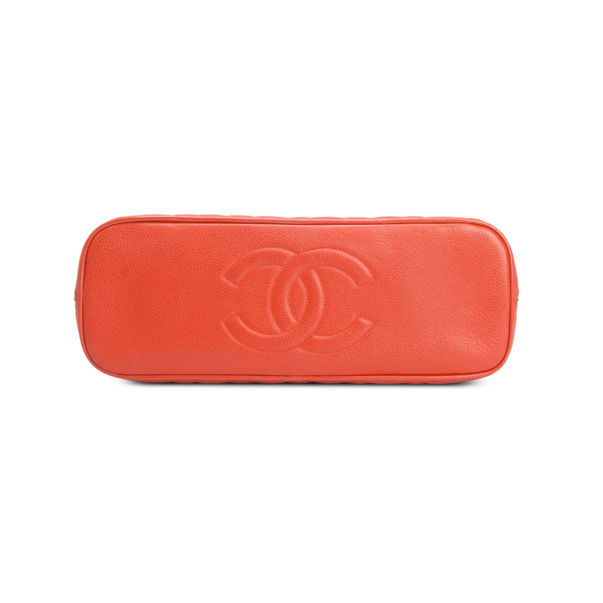 Chanel Vintage Orange Quilted Caviar Leather Dome Shoulder Bag