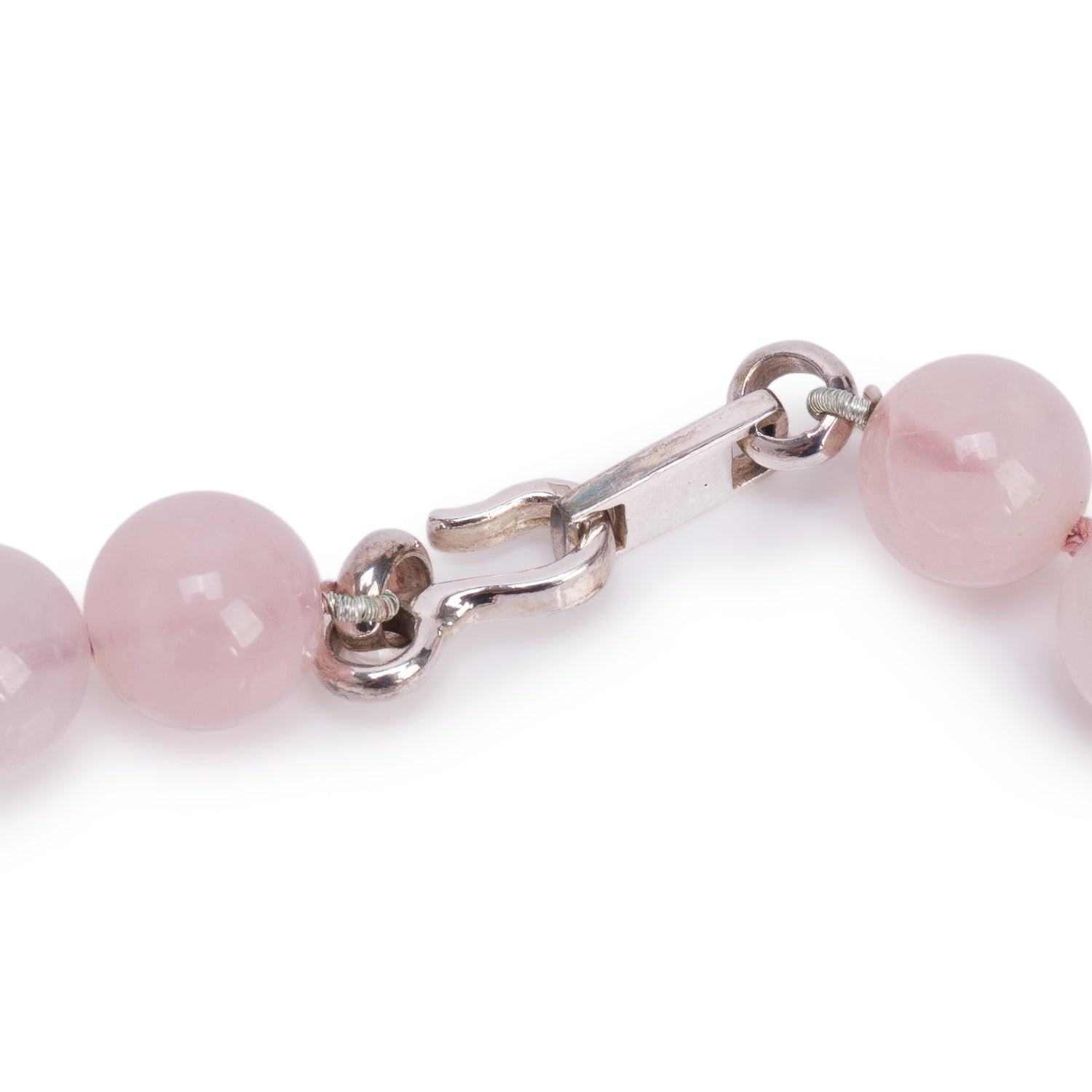 Chanel Palladium Plated Rose Quartz Bead Camellia Flower Choker Necklace