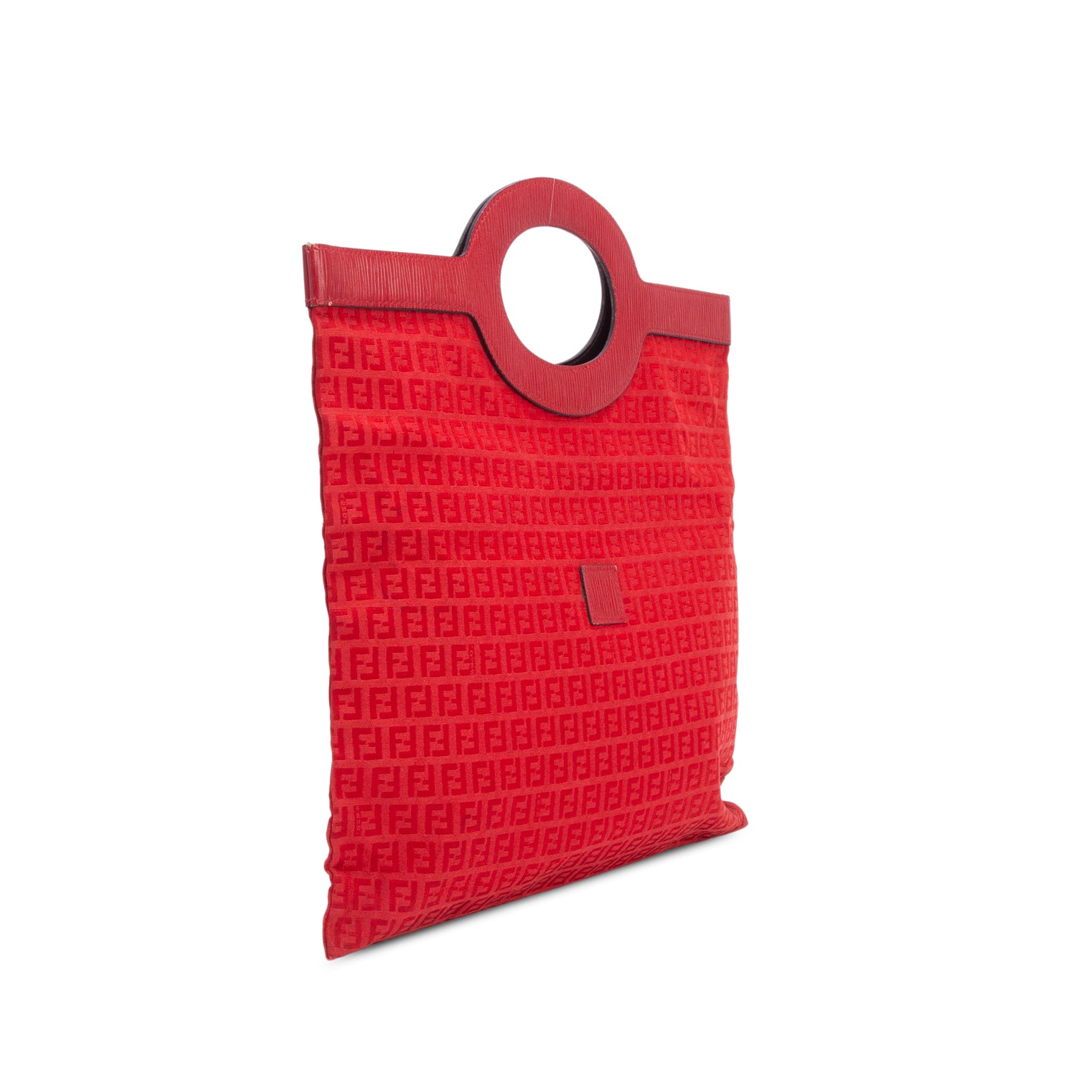 Fendi Vintage Red Zuchinno Runaway Shopping Tote