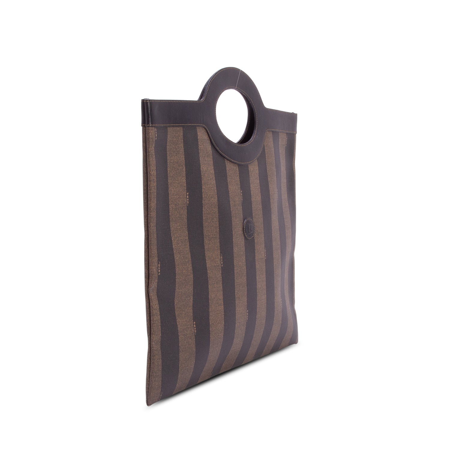 Fendi Vintage Brown Pequin Runaway Shopping Tote