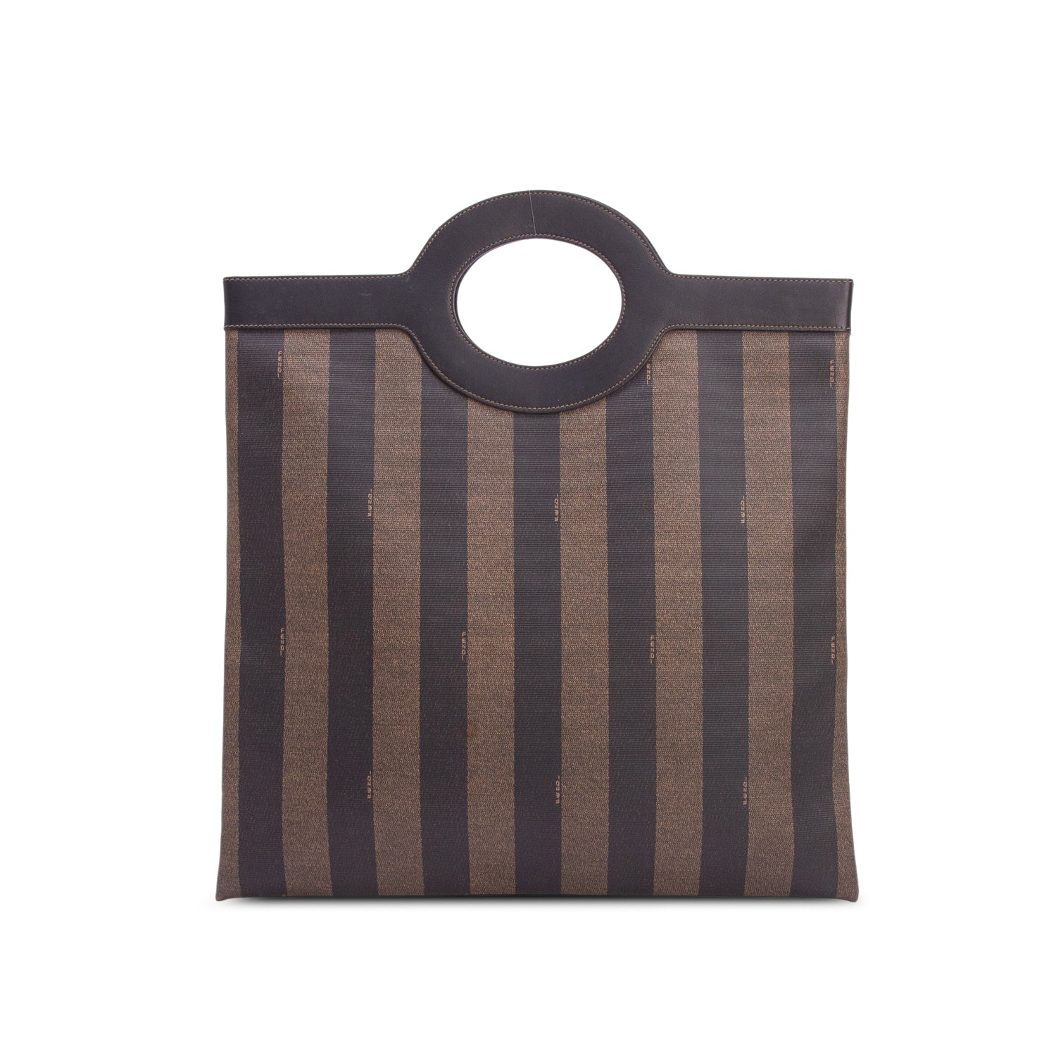 Fendi Vintage Brown Pequin Runaway Shopping Tote