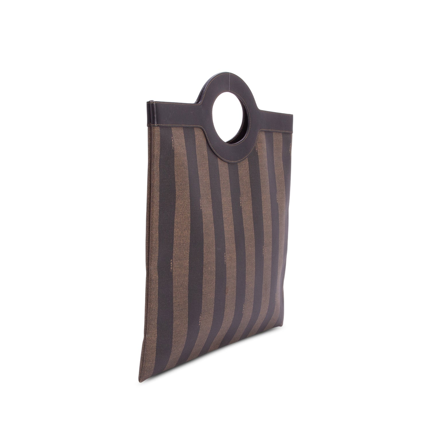 Fendi Vintage Brown Pequin Runaway Shopping Tote