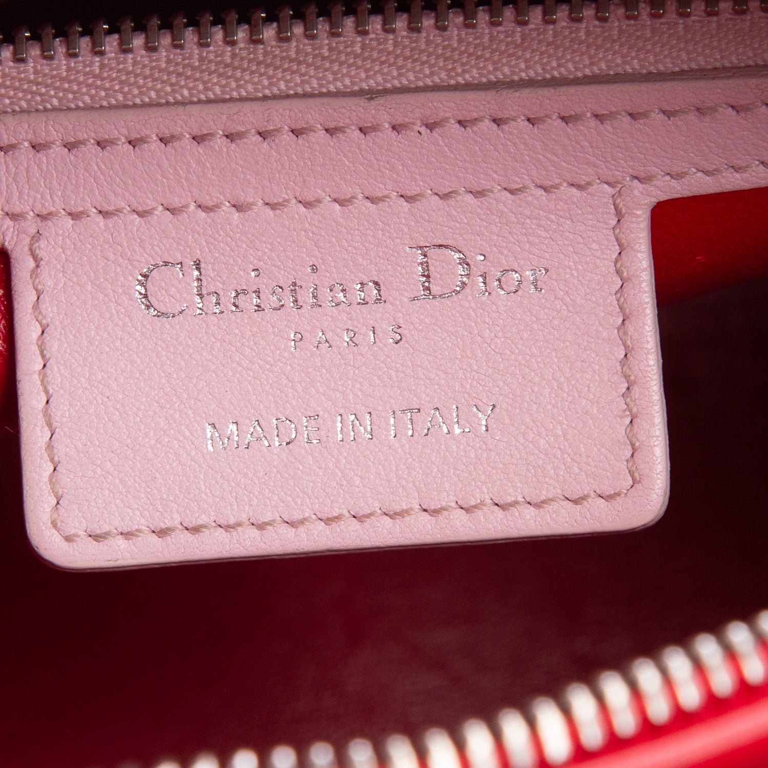 Christian Dior Pink Calfskin Patch Embellished Medium Lady Dior w/ Strap