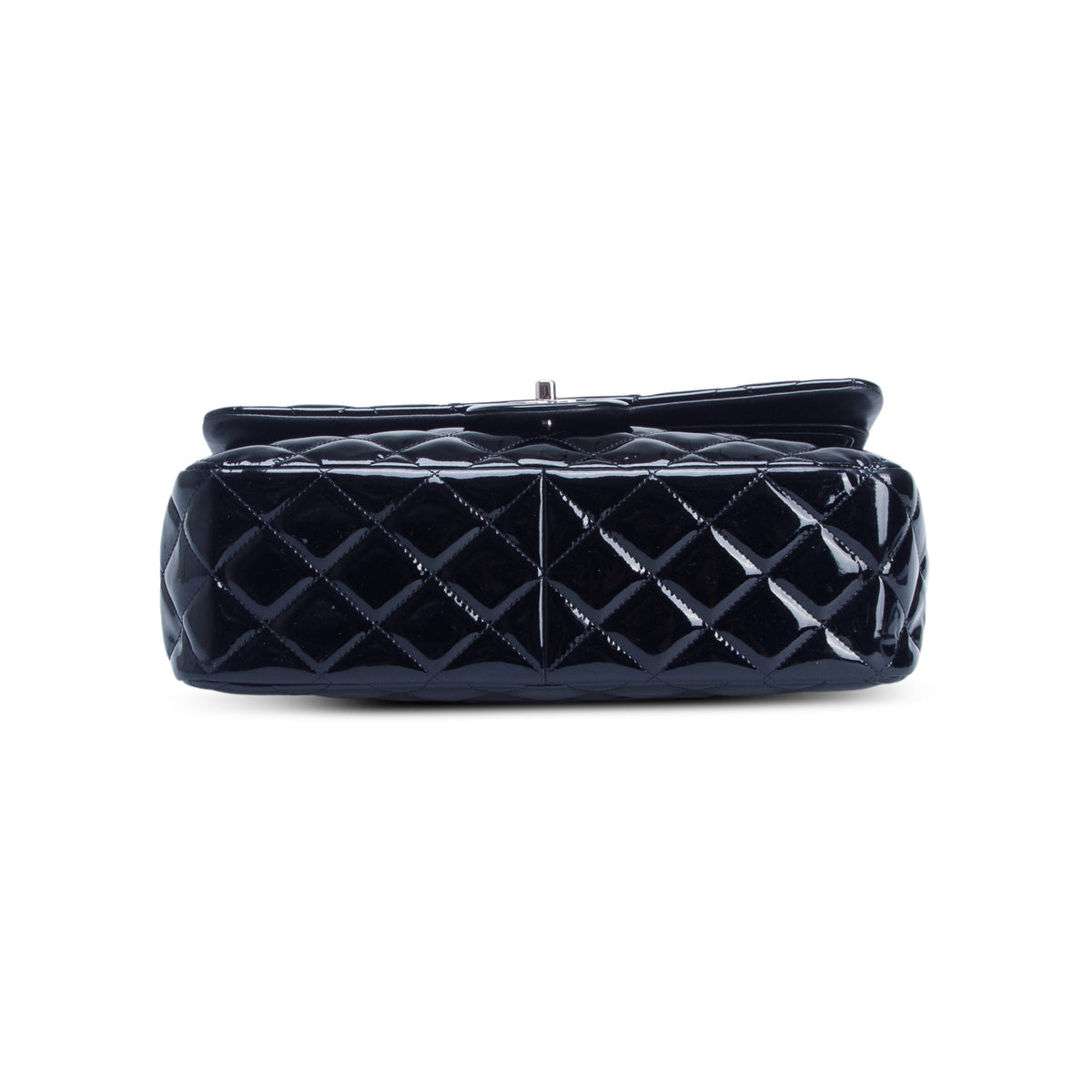 Chanel Black Quilted Patent Leather Classic Jumbo Double Flap Bag