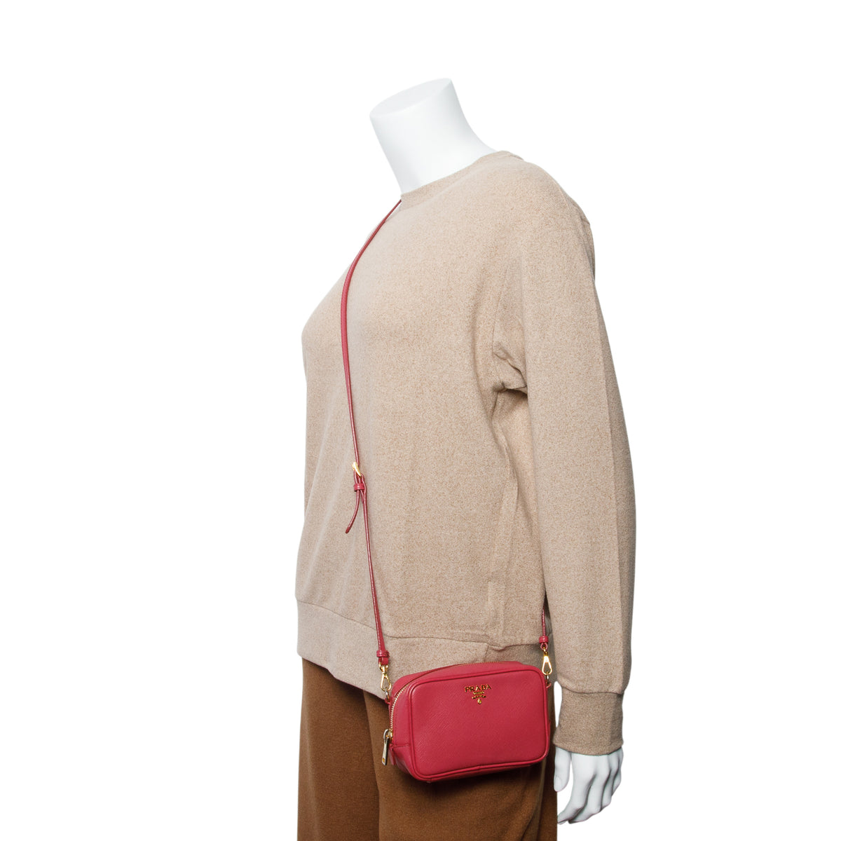 Prada Pink Saffiano Leather Mini Camera Bag w/ Authenticity Card