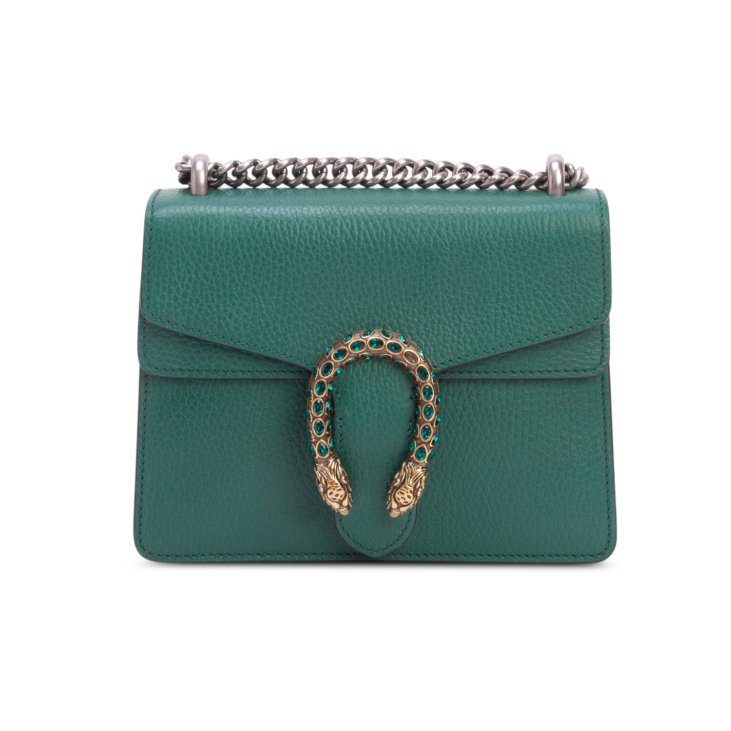 Gucci Green Dollar Calfskin Crystal Mini Dionysus Shoulder Bag