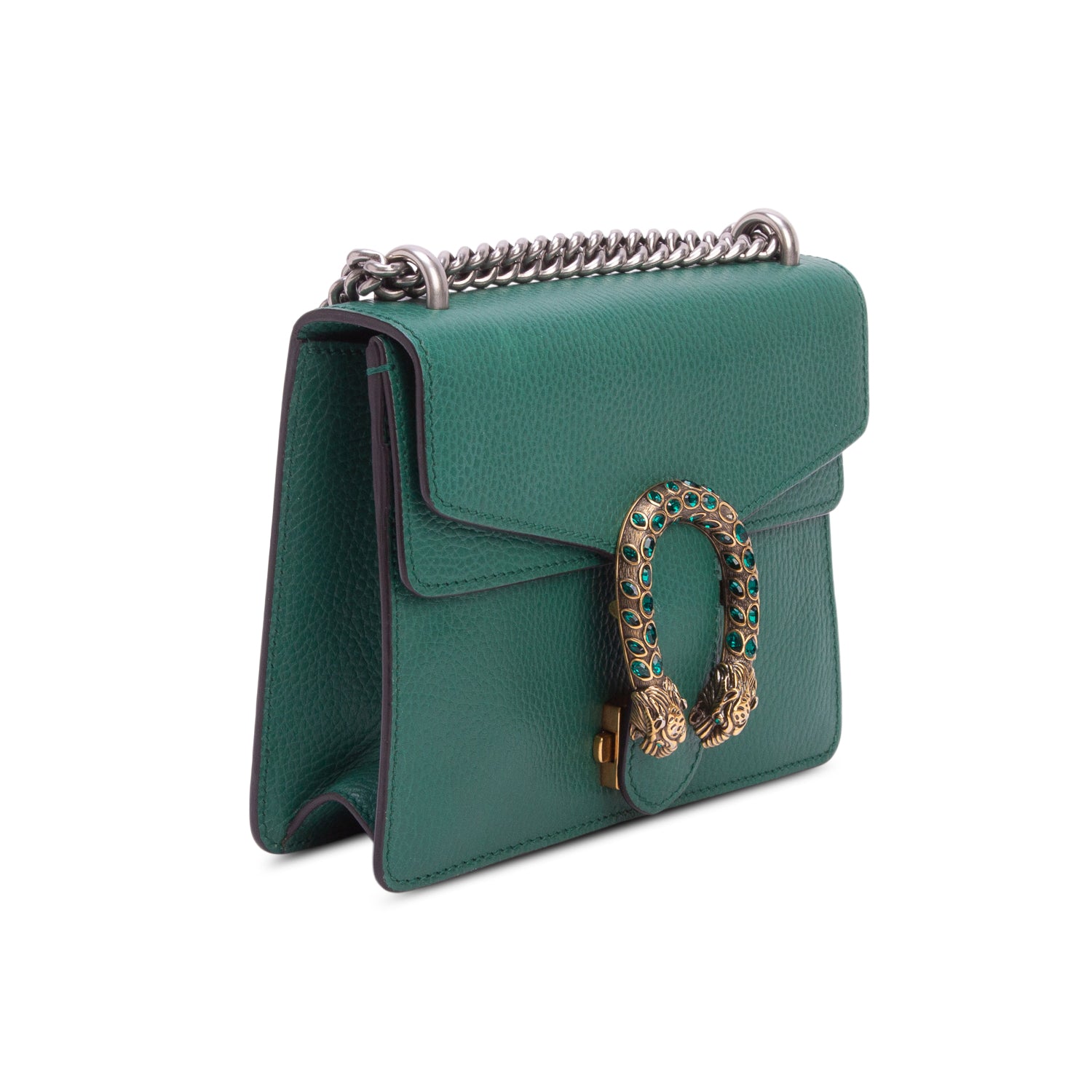 Gucci Green Dollar Calfskin Crystal Mini Dionysus Shoulder Bag