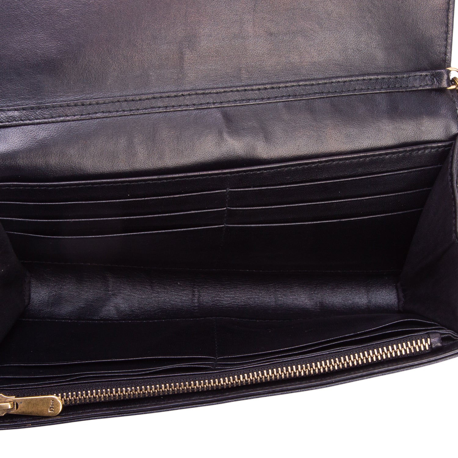 Christian Dior Black Calfskin Studded Diorama Wallet on Chain