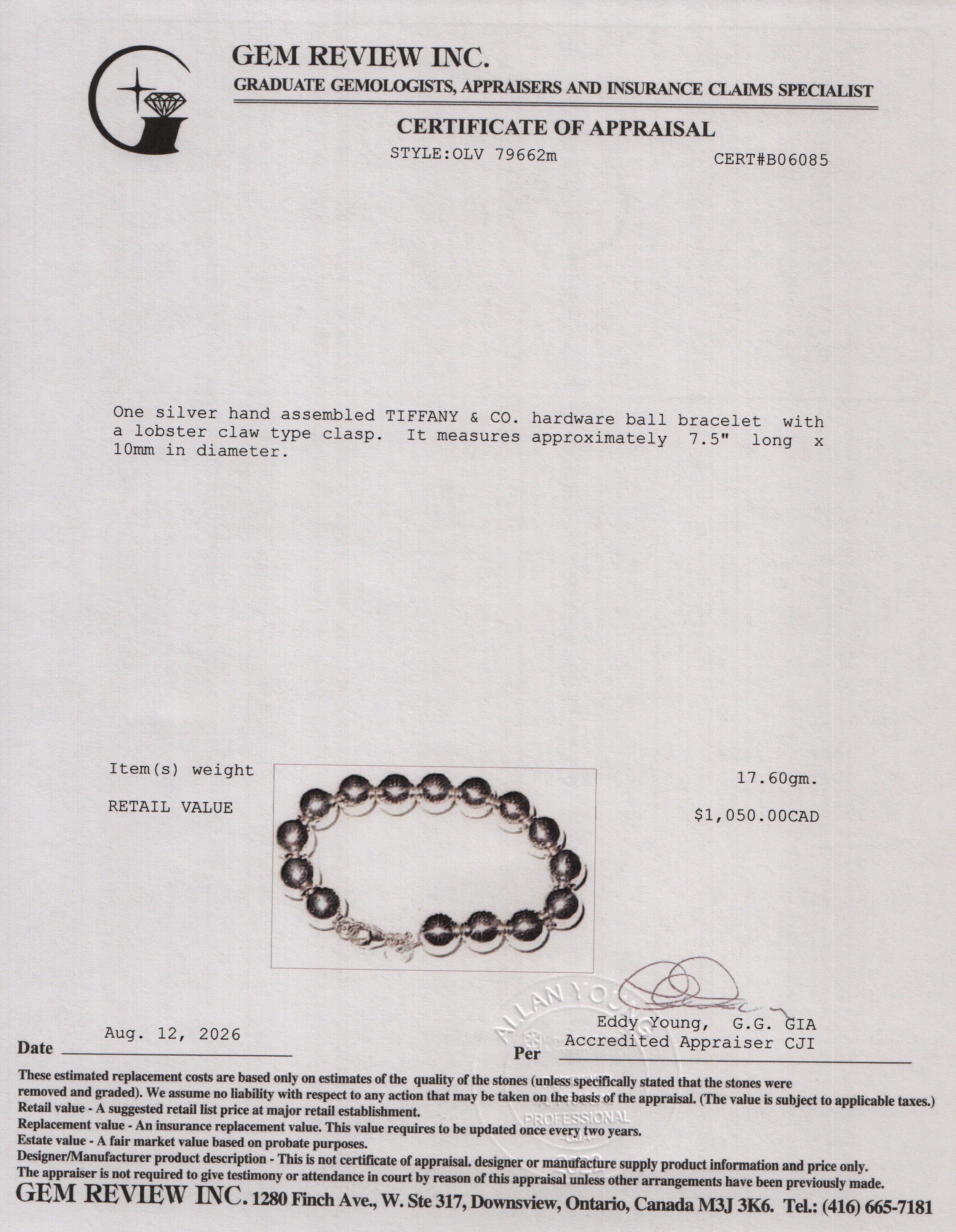 Tiffany & Co. Sterling Silver 10 MM HardWear Ball Bracelet