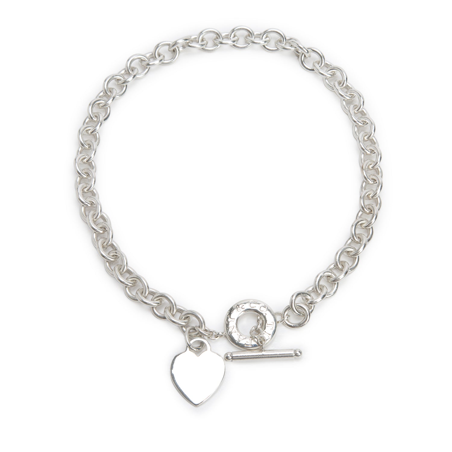 Tiffany & Co. Sterling Silver Heart Tag Necklace with Toggle Clasp