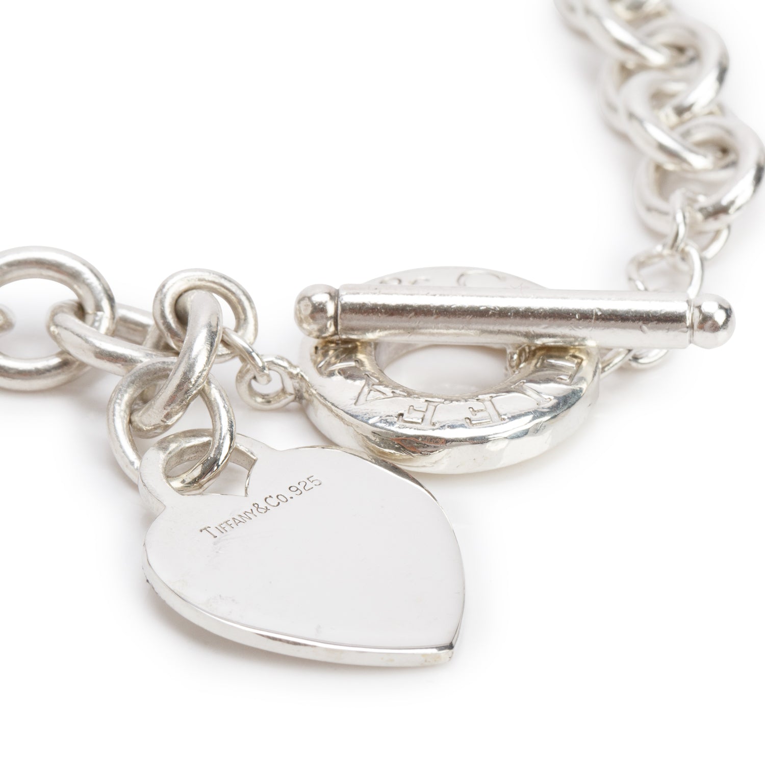 Tiffany & Co. Sterling Silver Heart Tag Necklace with Toggle Clasp