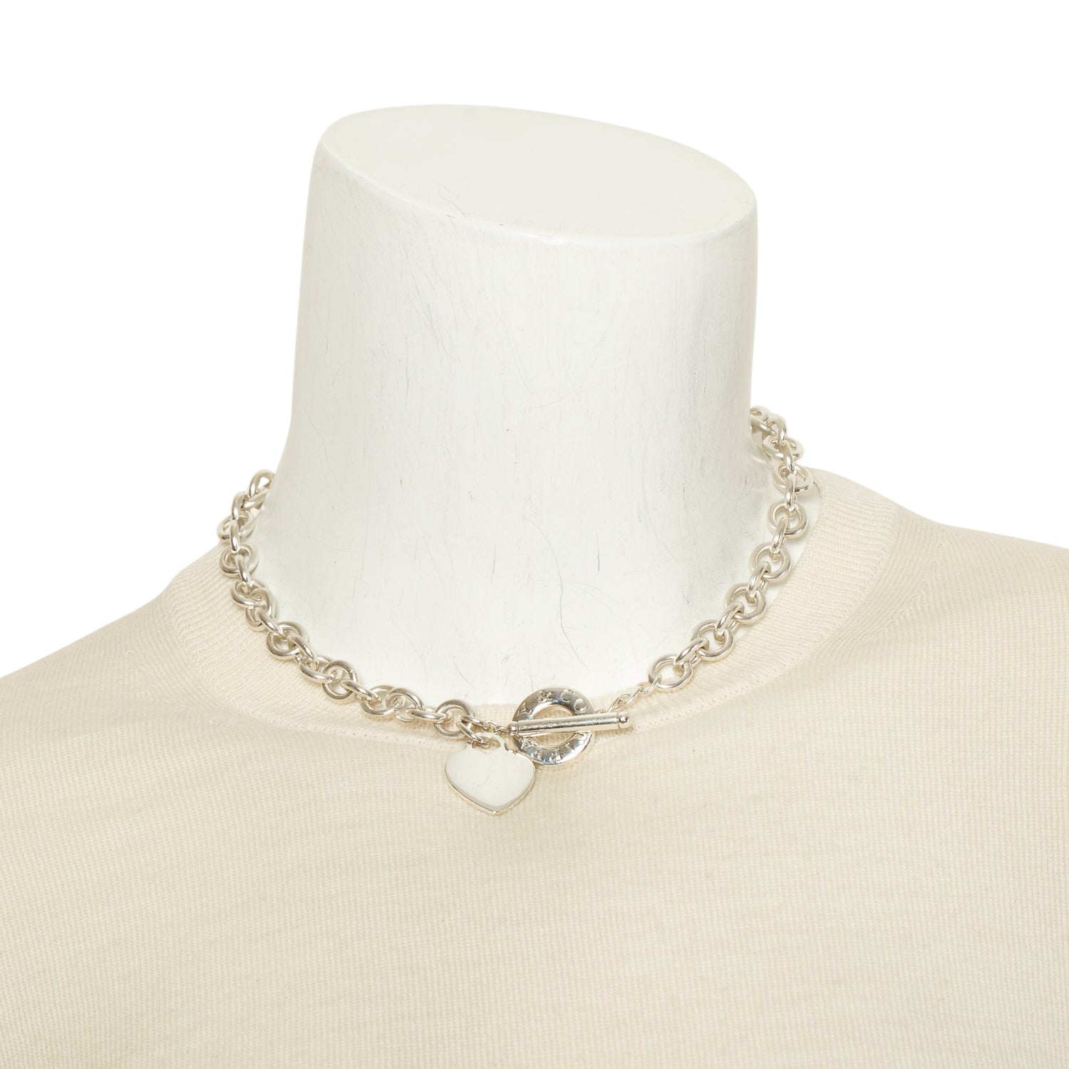 Tiffany & Co. Sterling Silver Heart Tag Necklace with Toggle Clasp