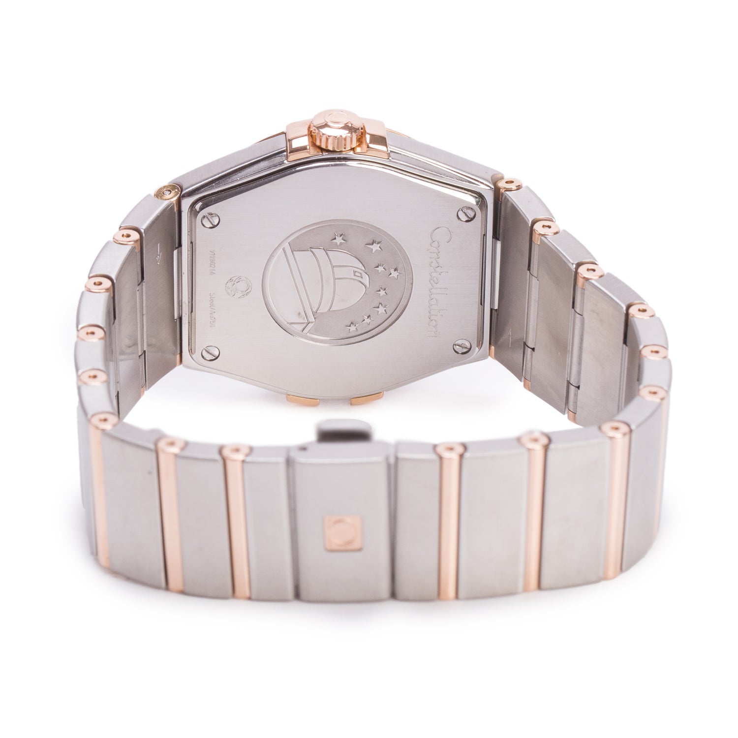 Omega Stainless Steel & 18k Rose Gold Constellation 35 MM Quartz Watch Silver Dial